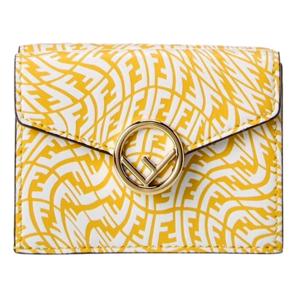 Shop Fendi Wallet: Yellow Leather Vertigo Trifold Wallet
