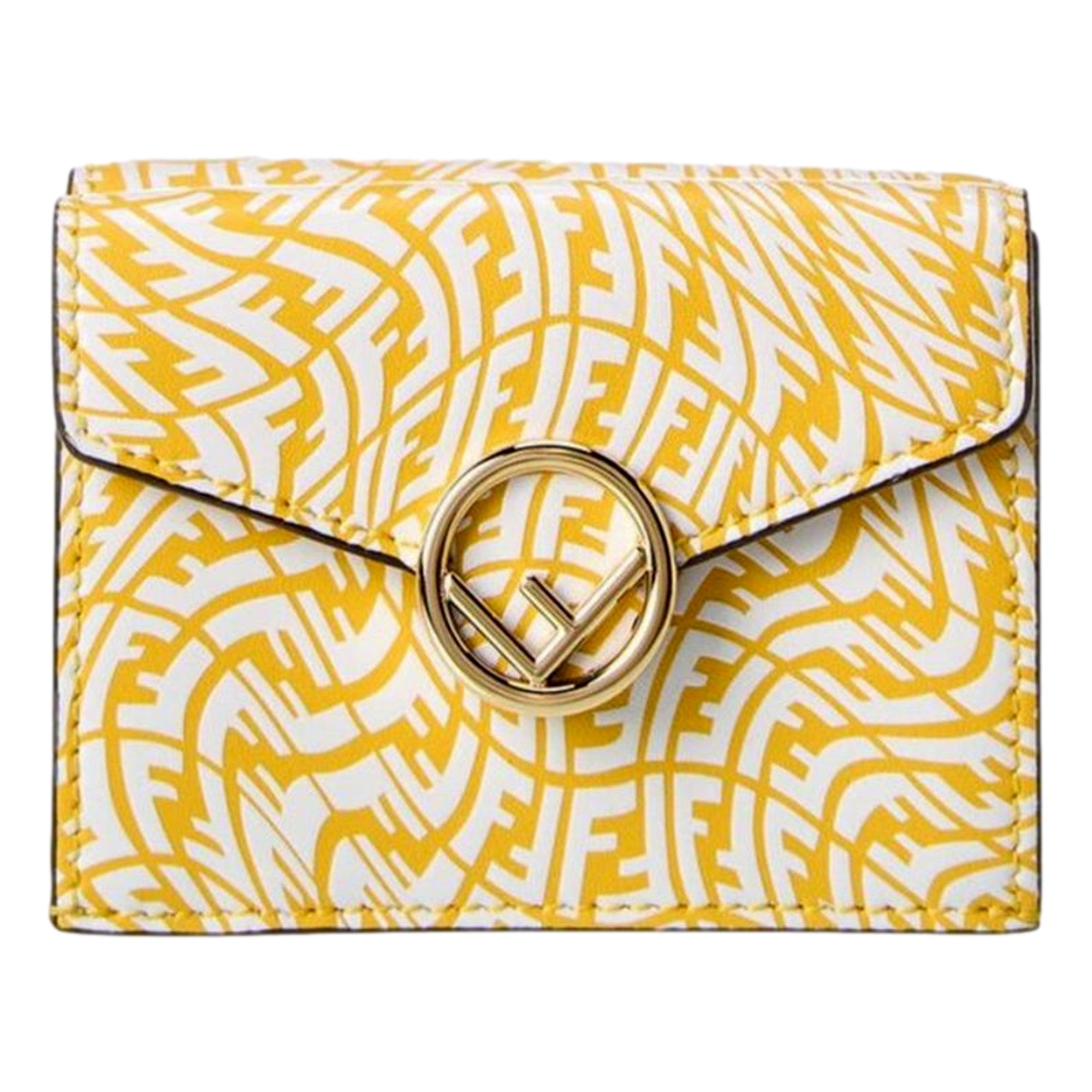 Shop Fendi Wallet: Yellow Leather Vertigo Trifold Wallet