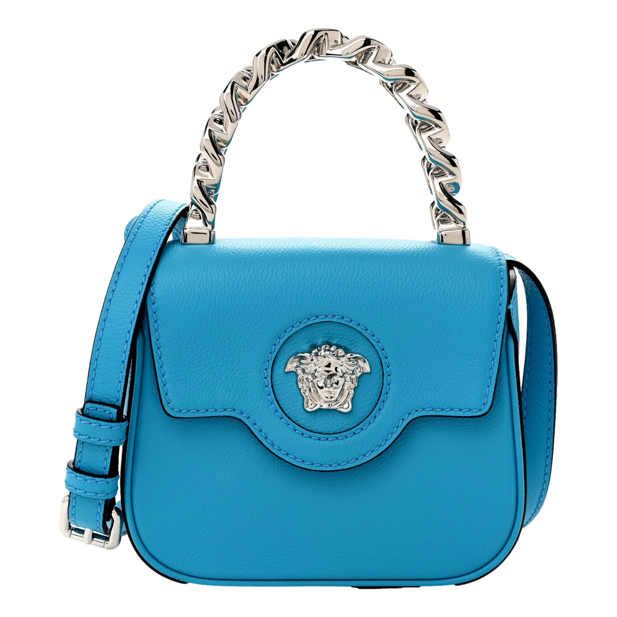 Versace Blue Bag: Elegant Top Handle & Versatile Designer Style