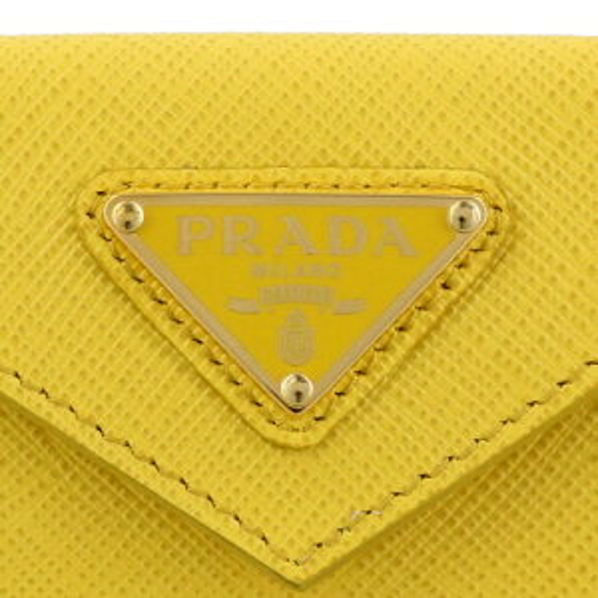 Yellow Trifold Wallet - Prada Saffiano Leather | Luxury & Functional