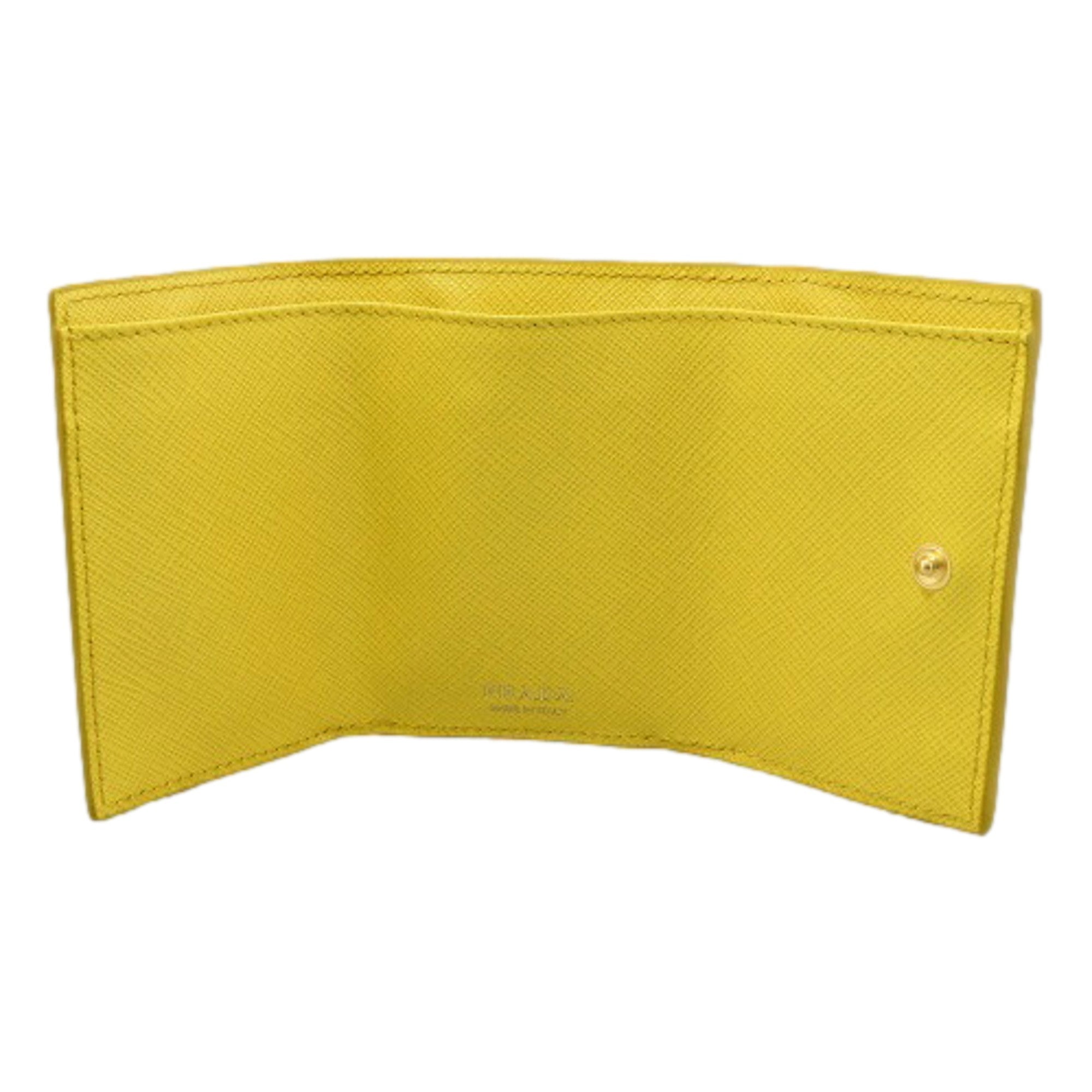 Yellow Trifold Wallet - Prada Saffiano Leather | Luxury & Functional