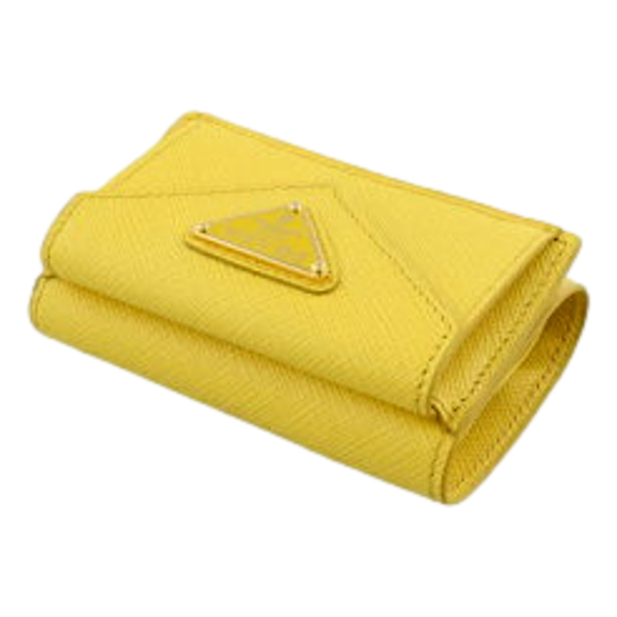 Yellow Trifold Wallet - Prada Saffiano Leather | Luxury & Functional