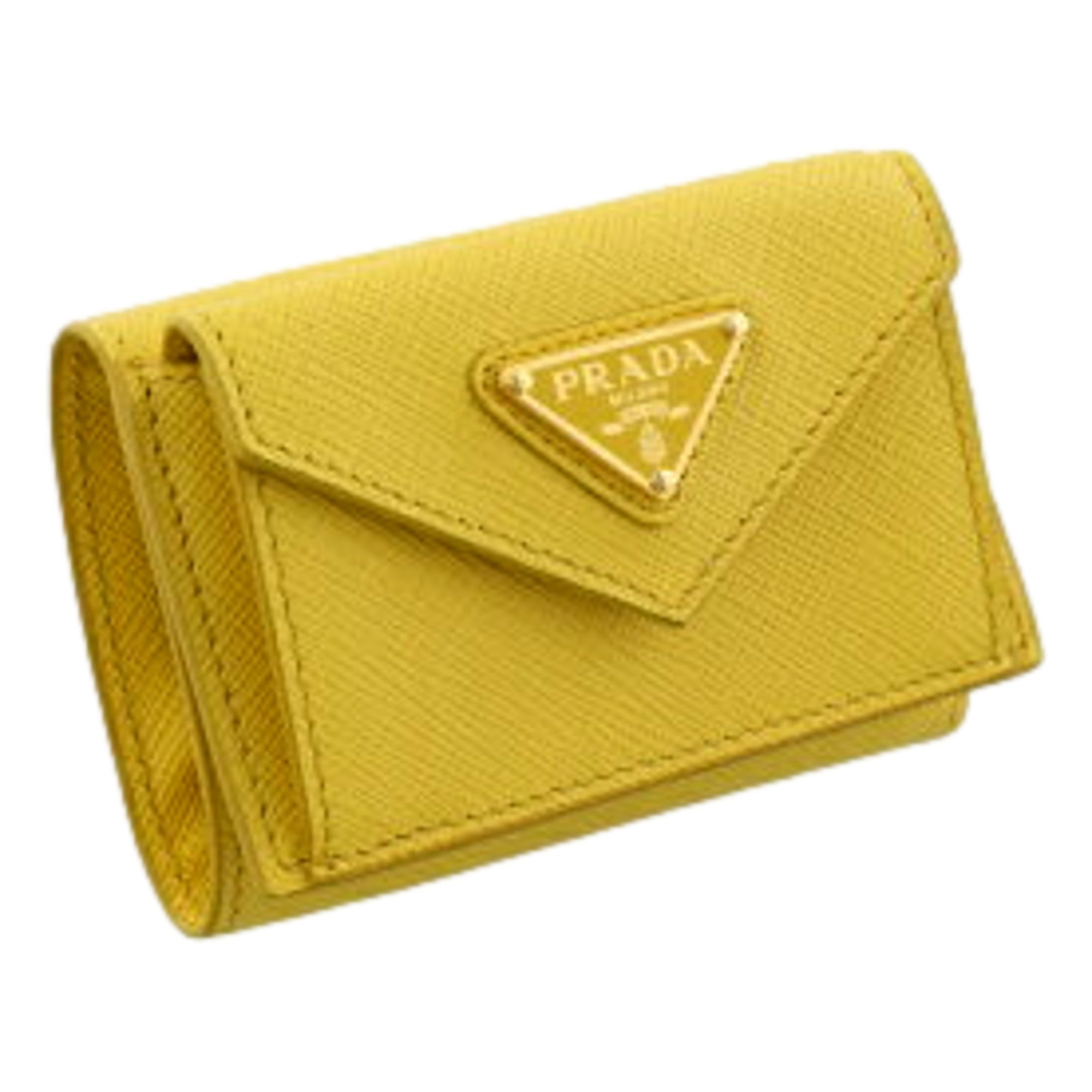 Yellow Trifold Wallet - Prada Saffiano Leather | Luxury & Functional