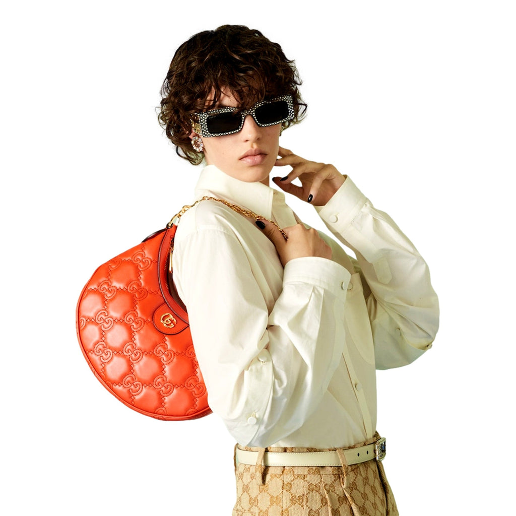 Gucci Orange Quilted Matelassé Leather Shoulder Bag - Luxury Style