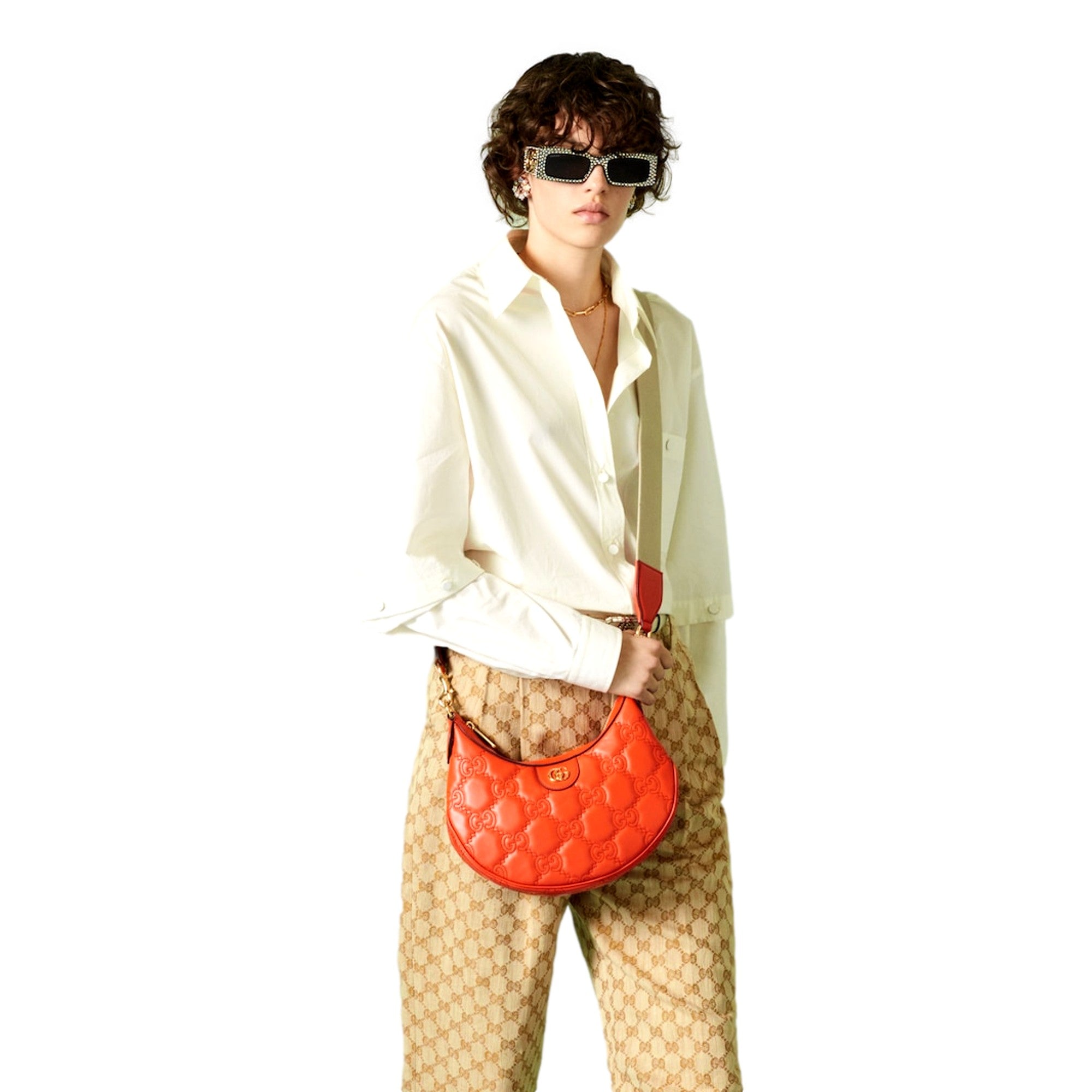 Gucci Orange Quilted Matelassé Leather Shoulder Bag - Luxury Style