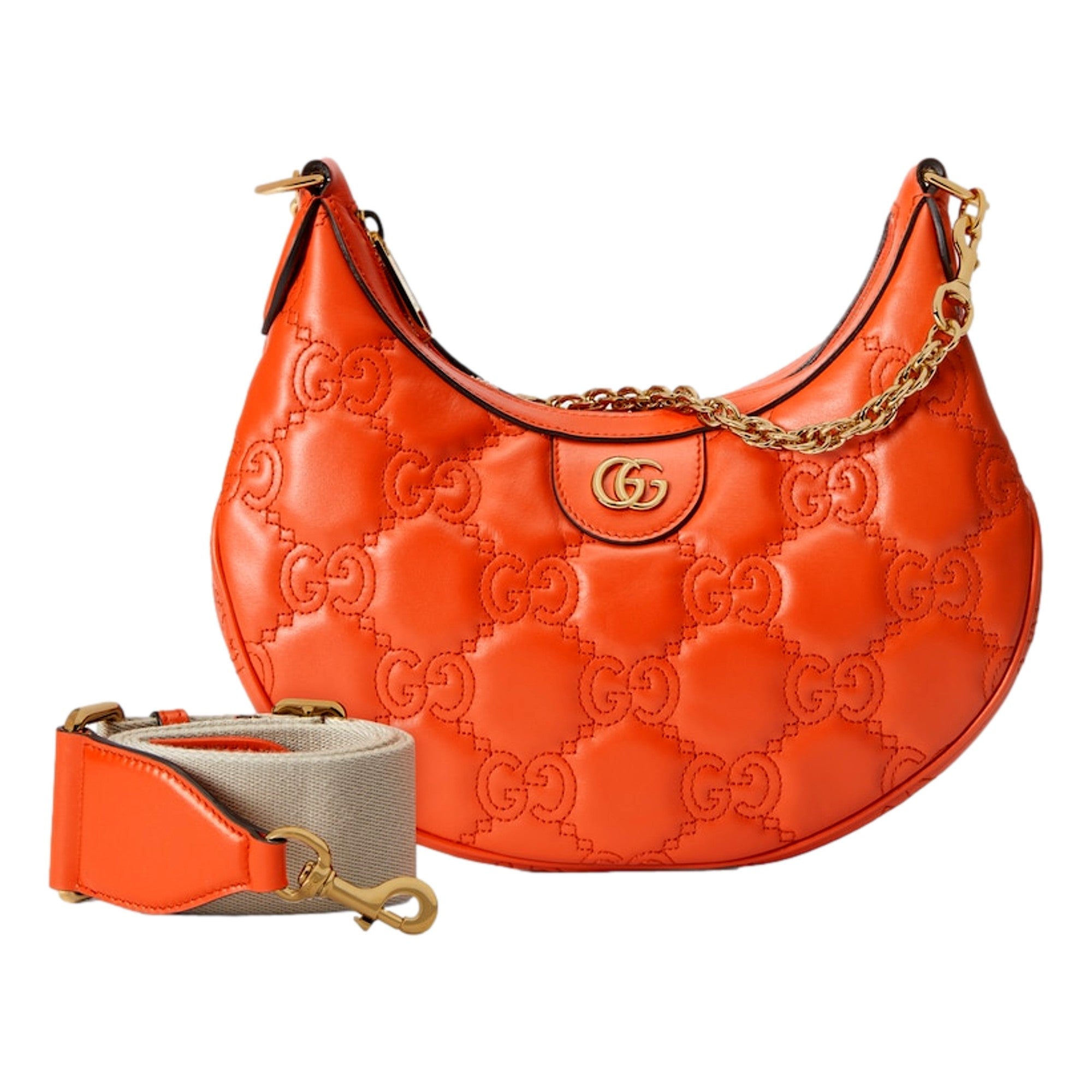 Gucci Orange Quilted Matelassé Leather Shoulder Bag - Luxury Style