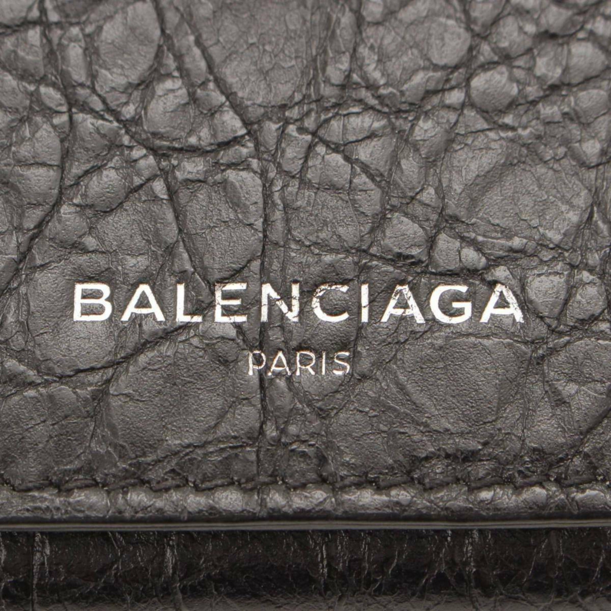 Long Leather Wallet - Grey Balenciaga Elegance with Ample Storage