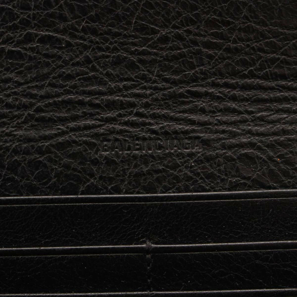 Long Leather Wallet - Grey Balenciaga Elegance with Ample Storage