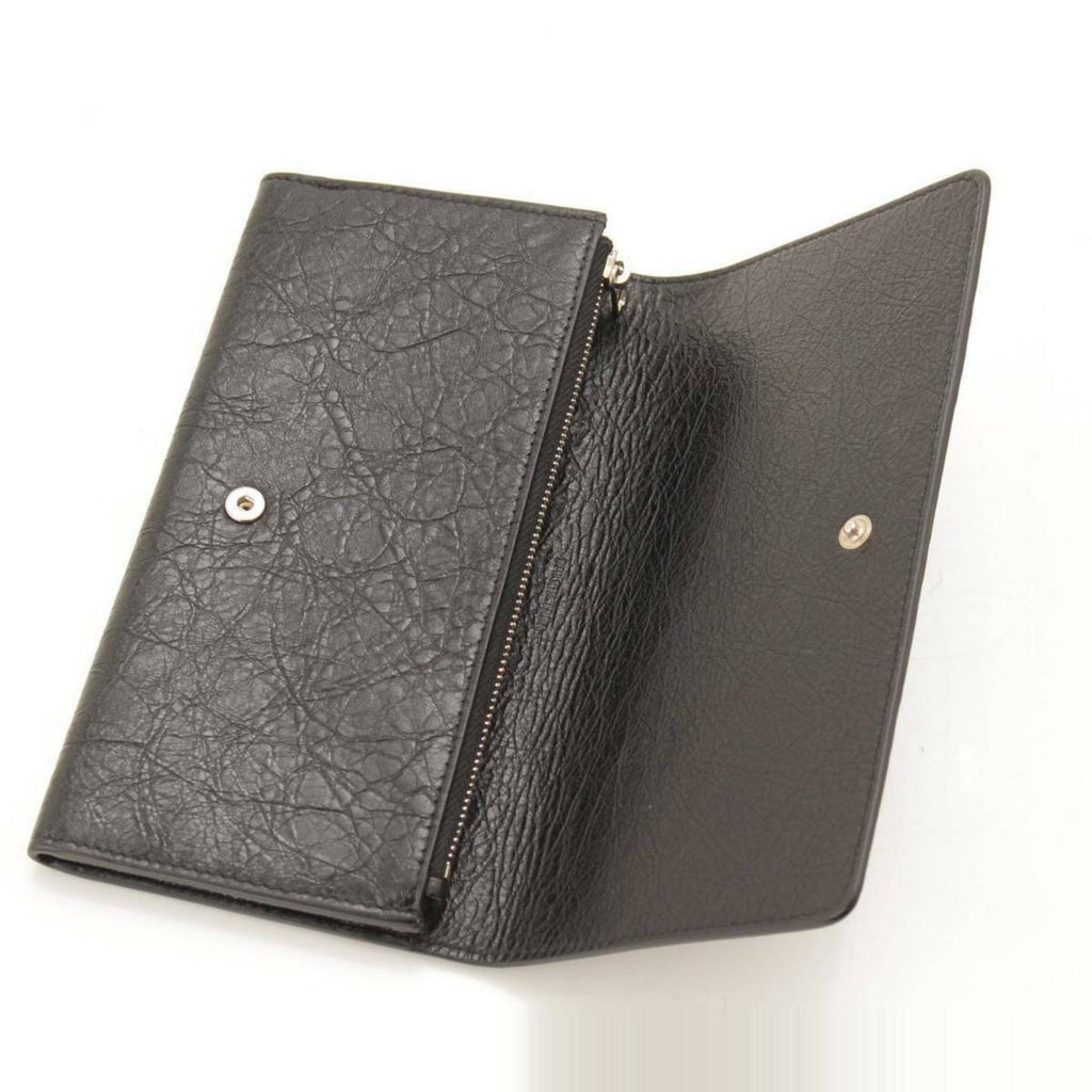 Long Leather Wallet - Grey Balenciaga Elegance with Ample Storage