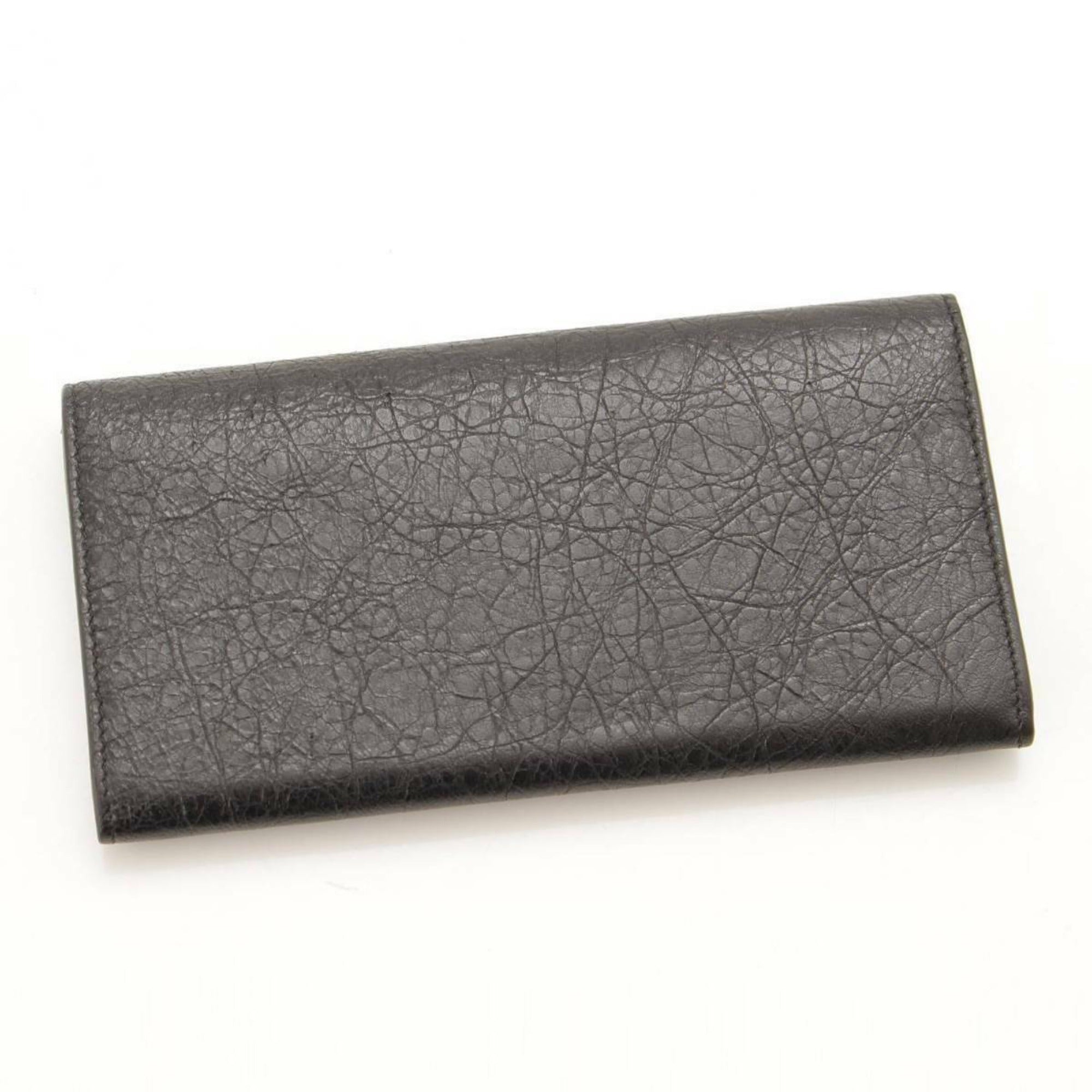 Long Leather Wallet - Grey Balenciaga Elegance with Ample Storage
