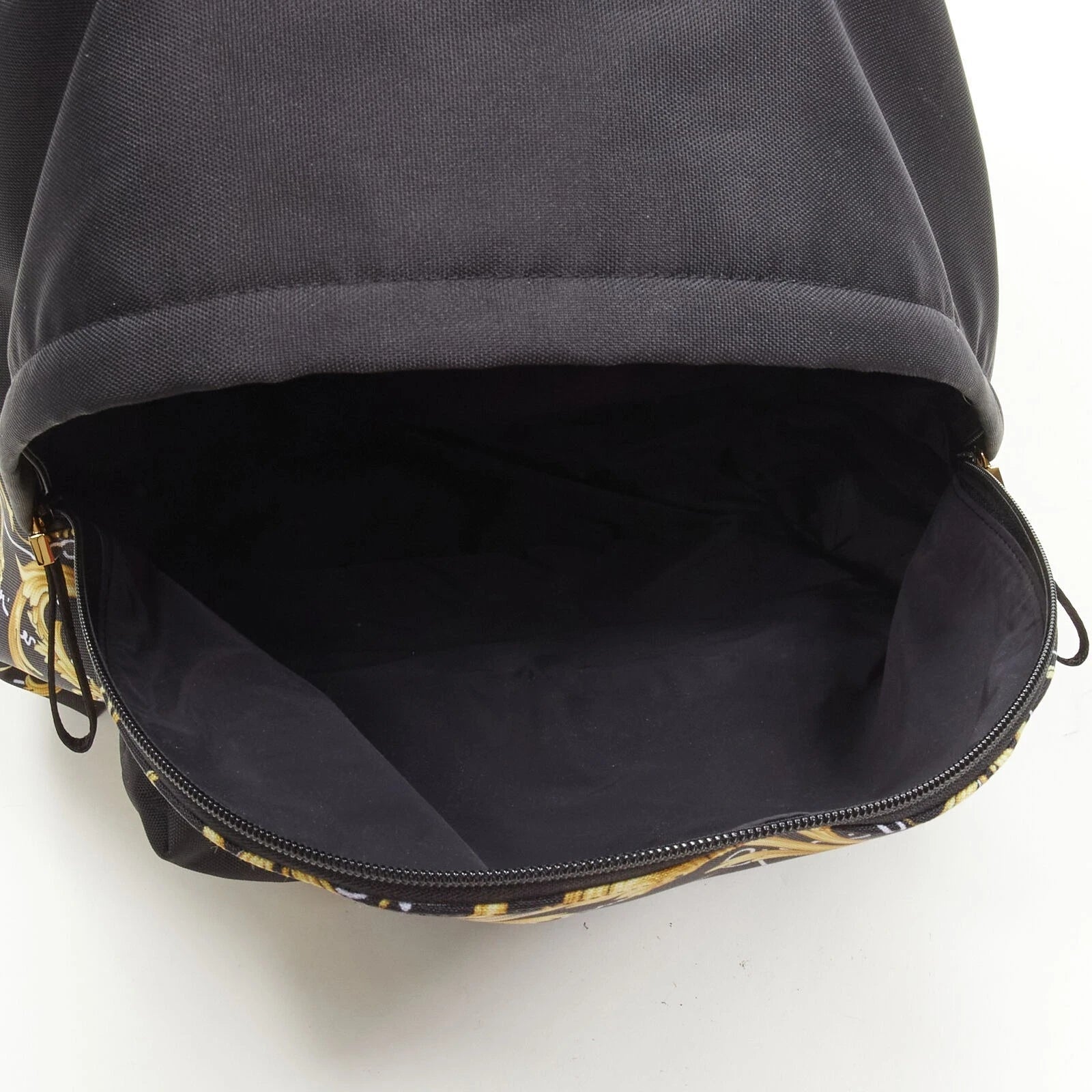 Versace Black Backpack: Luxury Barocco Print Nylon Versace Backpack