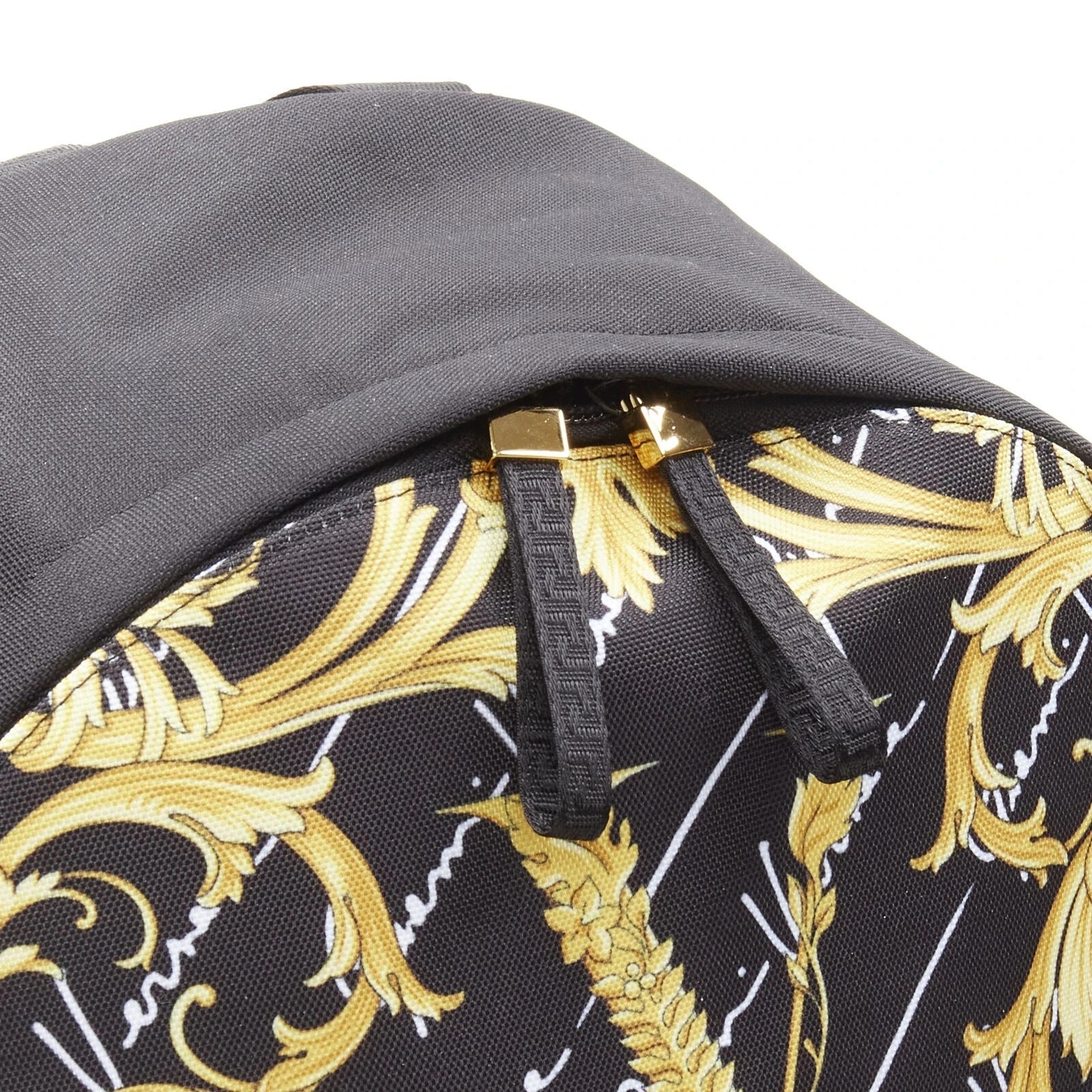 Versace Black Backpack: Luxury Barocco Print Nylon Versace Backpack