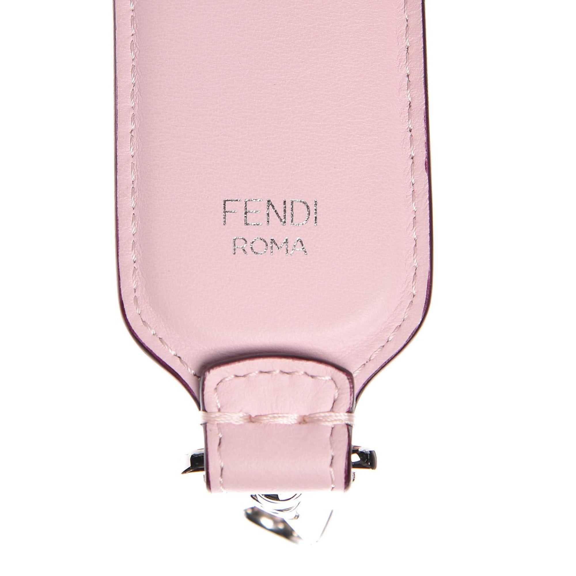 Fendi Mini Strap: Pink Peonia "LOVE" Studded Leather Accessory