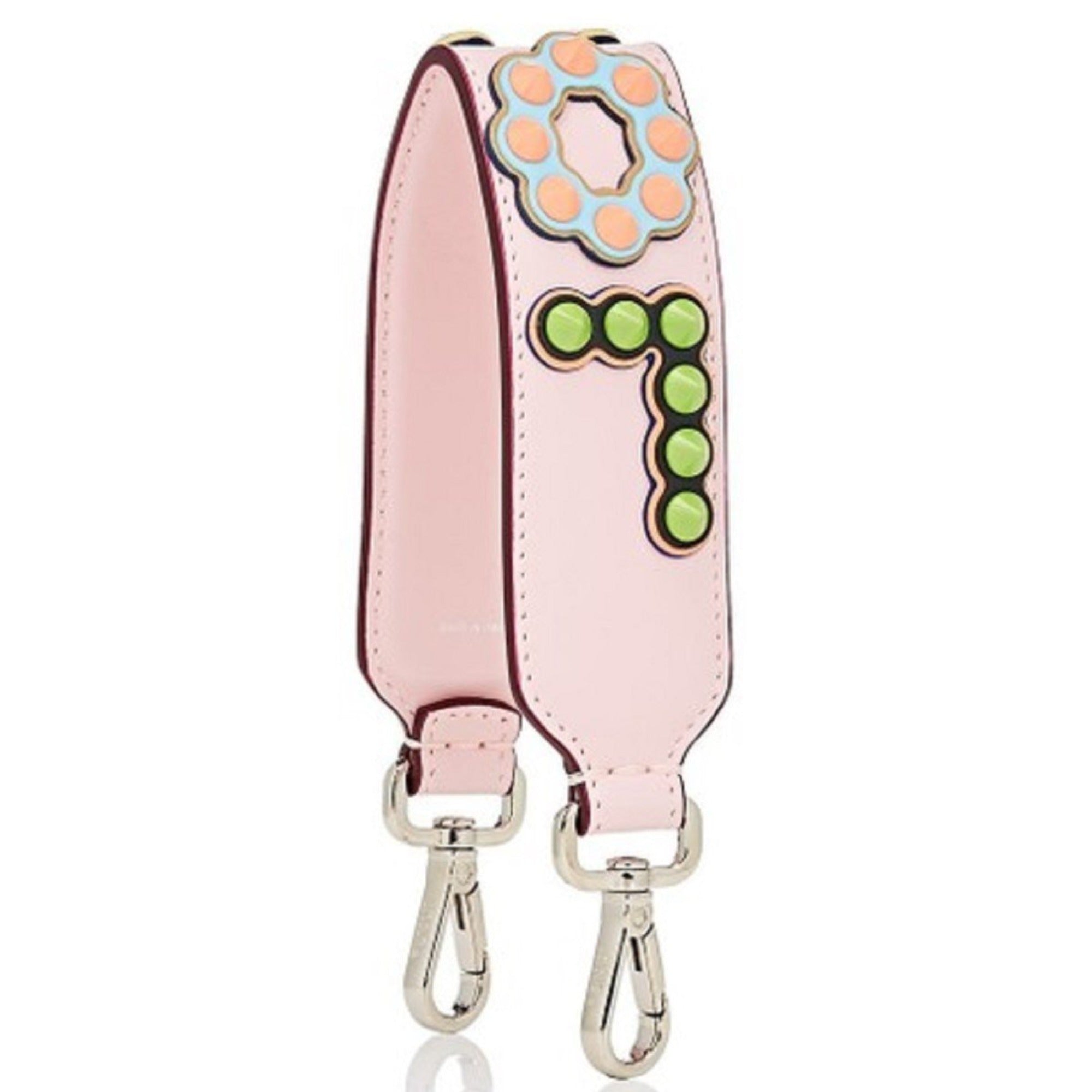 Fendi Mini Strap: Pink Peonia "LOVE" Studded Leather Accessory