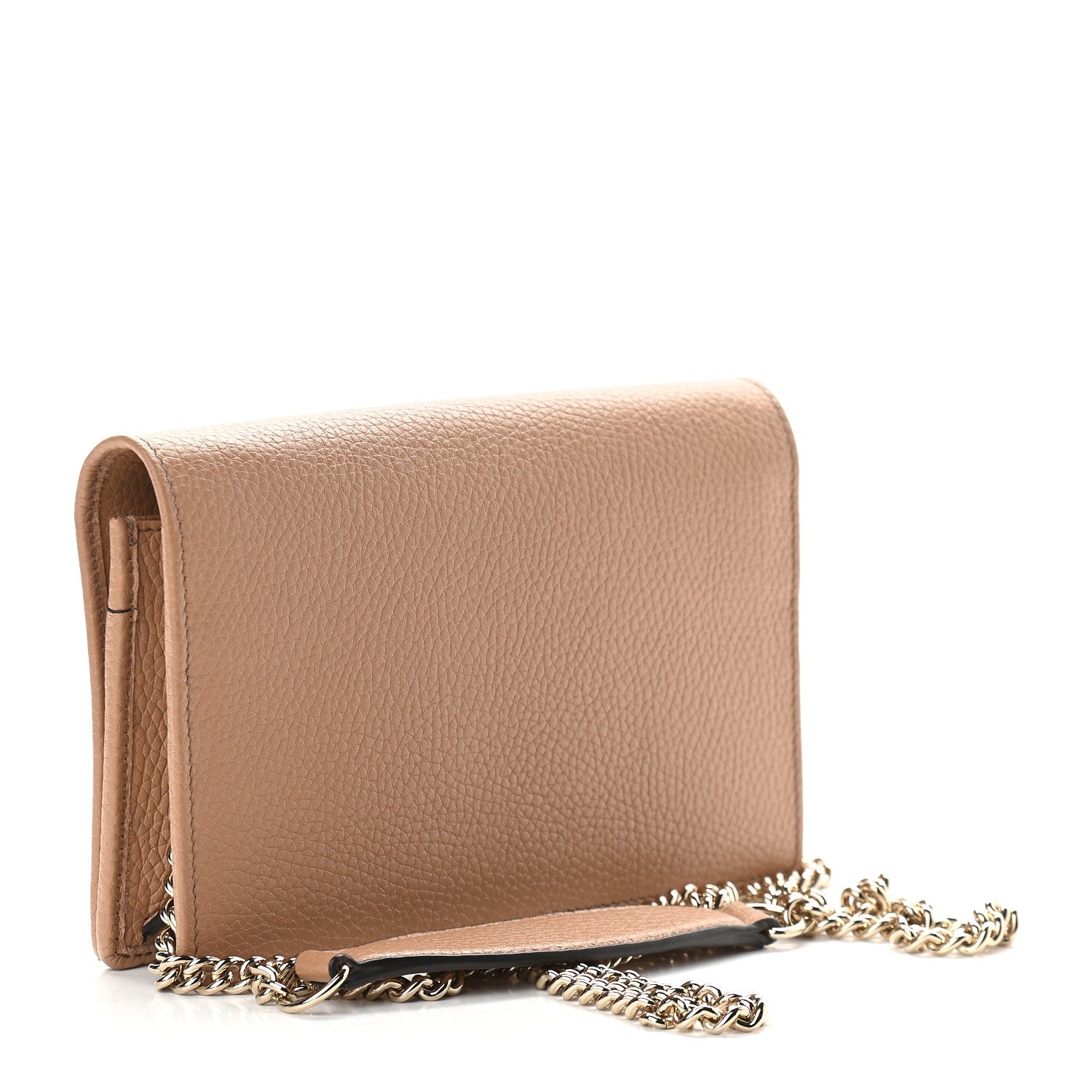 Gucci Soho Chain Wallet: Versatile Beige Leather Crossbody Clutch
