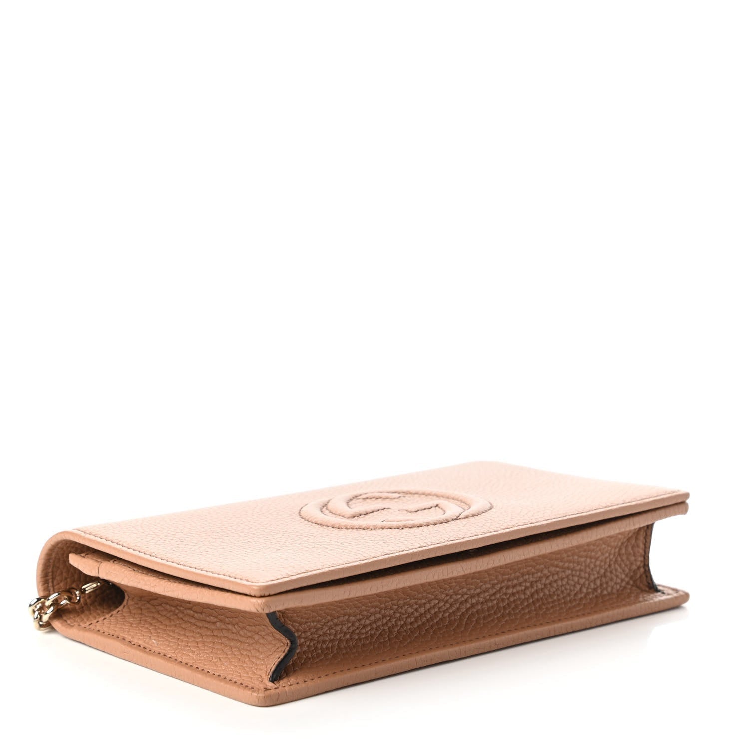 Gucci Soho Chain Wallet: Versatile Beige Leather Crossbody Clutch
