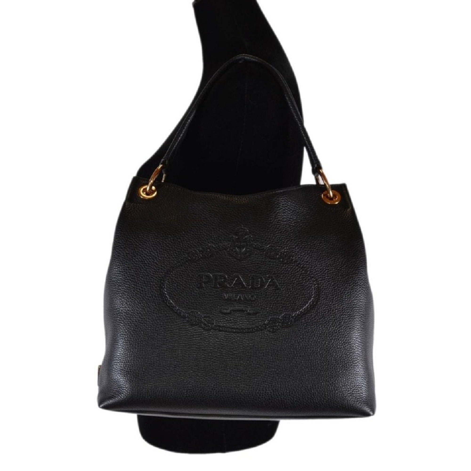 Prada Vitello Phenix Hobo Tote: Black Leather Elegance & Space