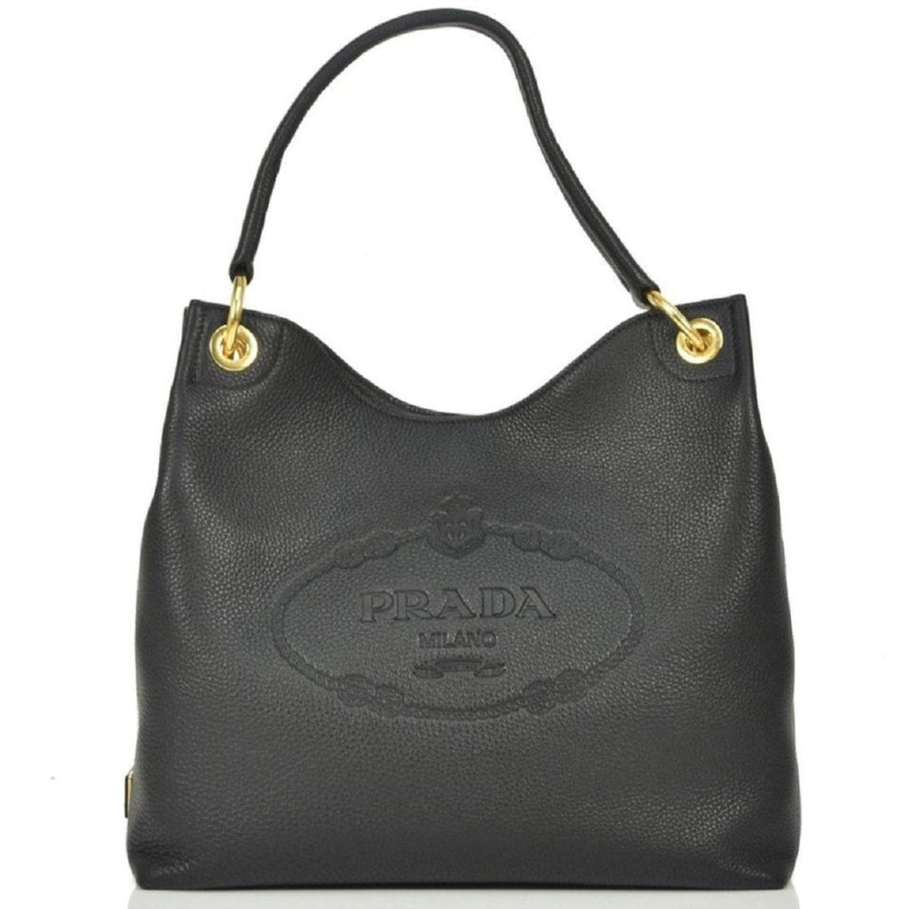 Prada Vitello Phenix Hobo Tote: Black Leather Elegance & Space