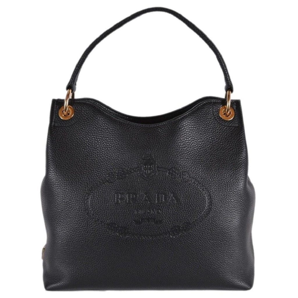 Prada Vitello Phenix Hobo Tote: Black Leather Elegance & Space