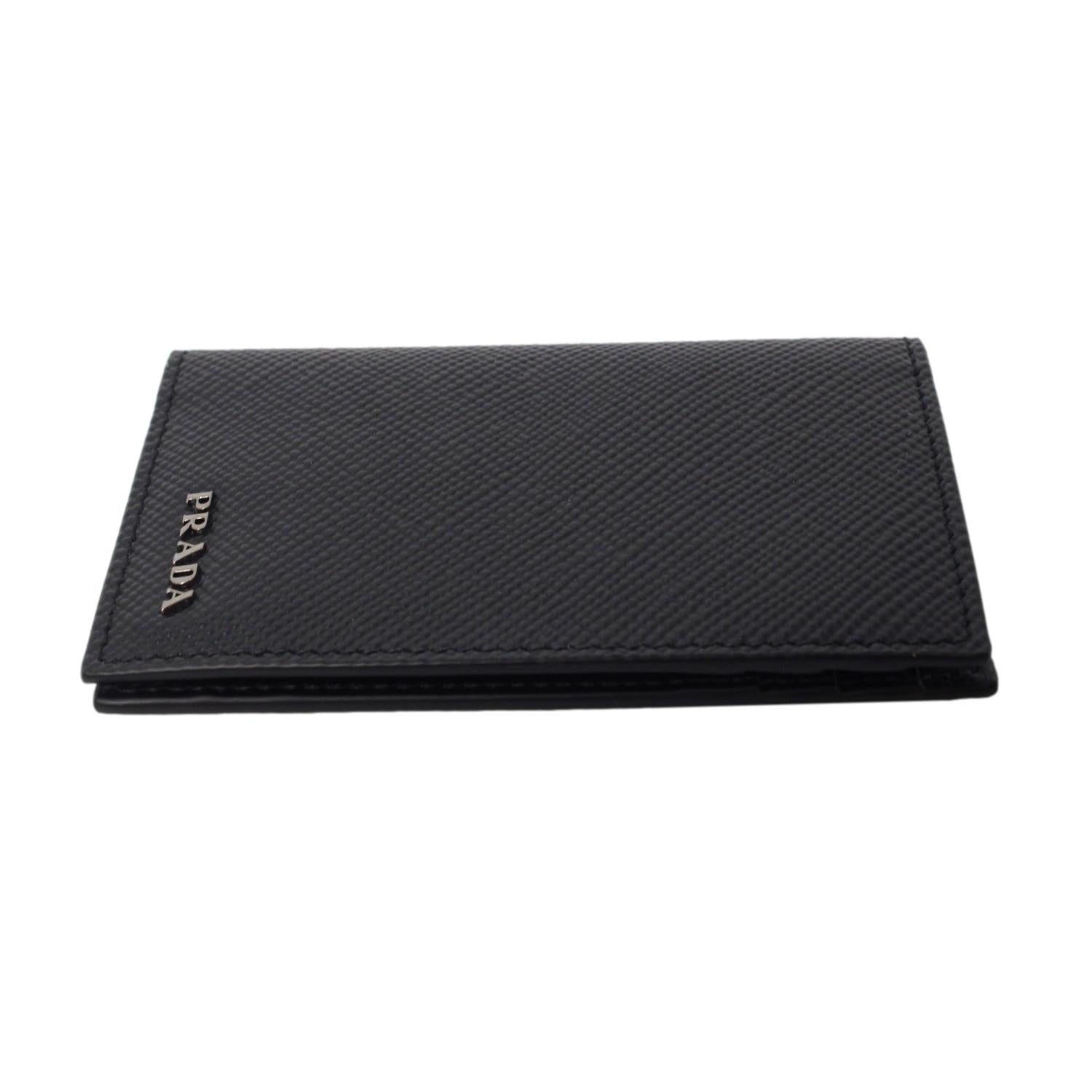 Prada Black Leather Card Holder - Stylish, Compact & Functional Design