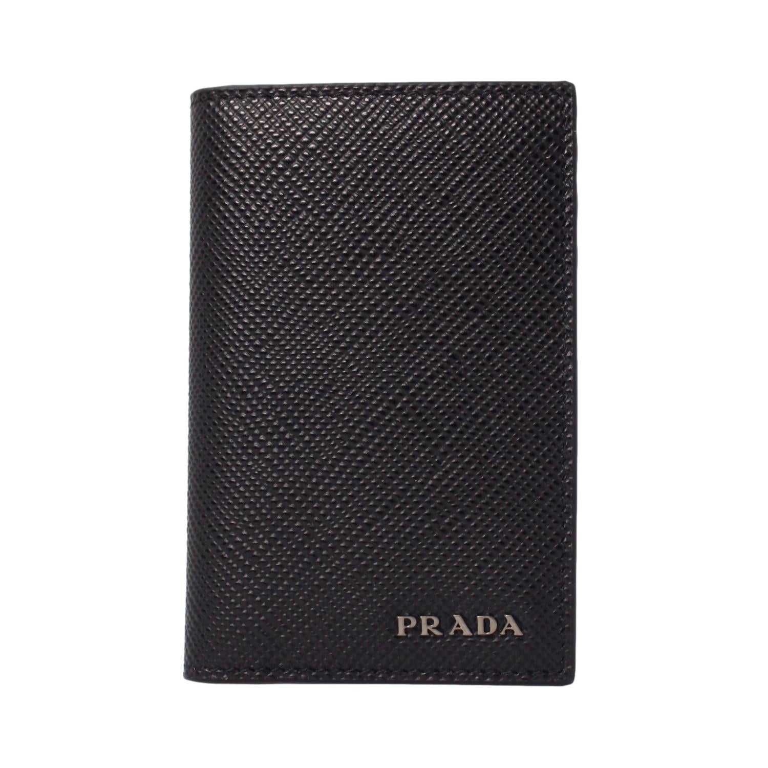 Prada Black Leather Card Holder - Stylish, Compact & Functional Design