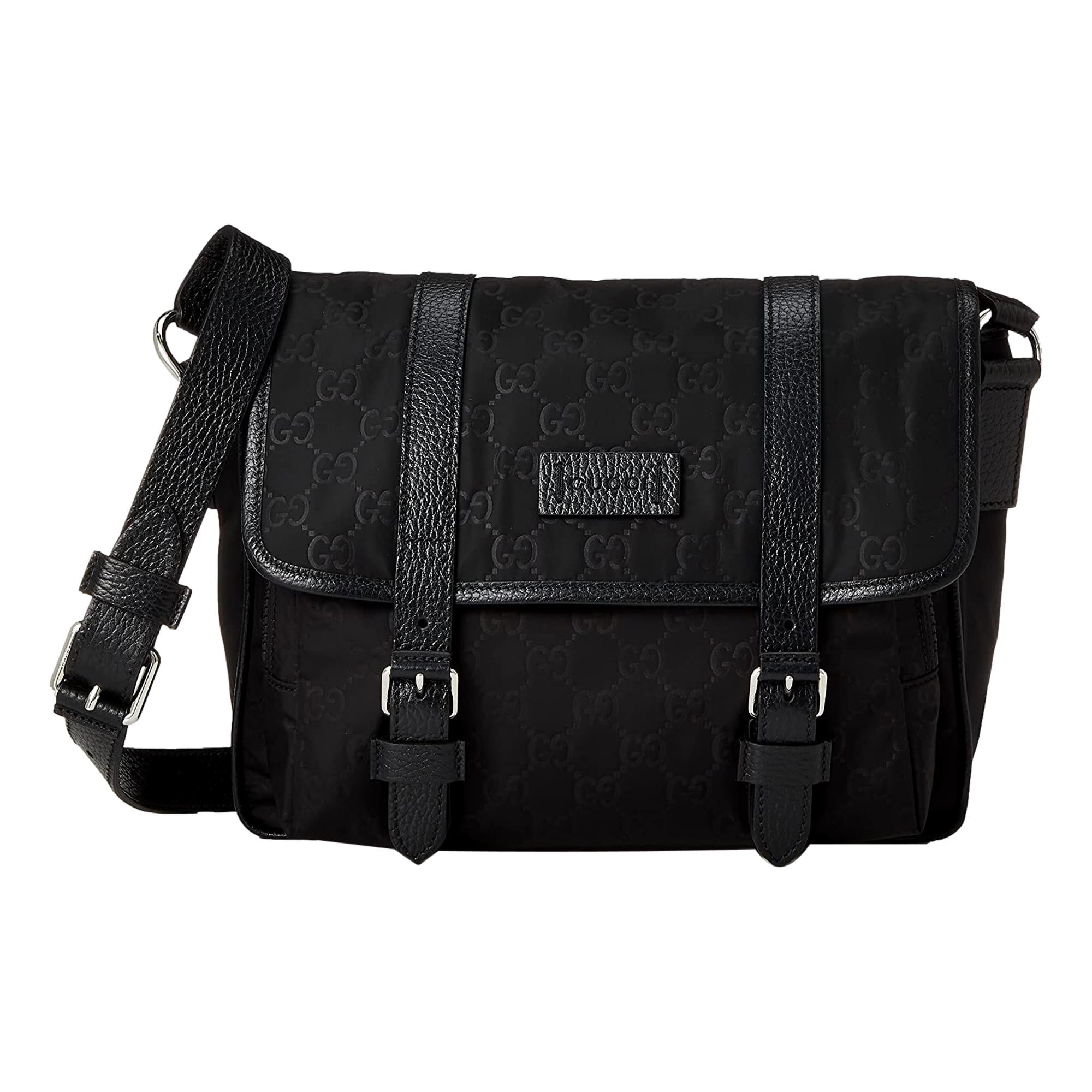 Gucci GG Logo Black Nylon Small Messenger Bag - Elegant & Practical -  