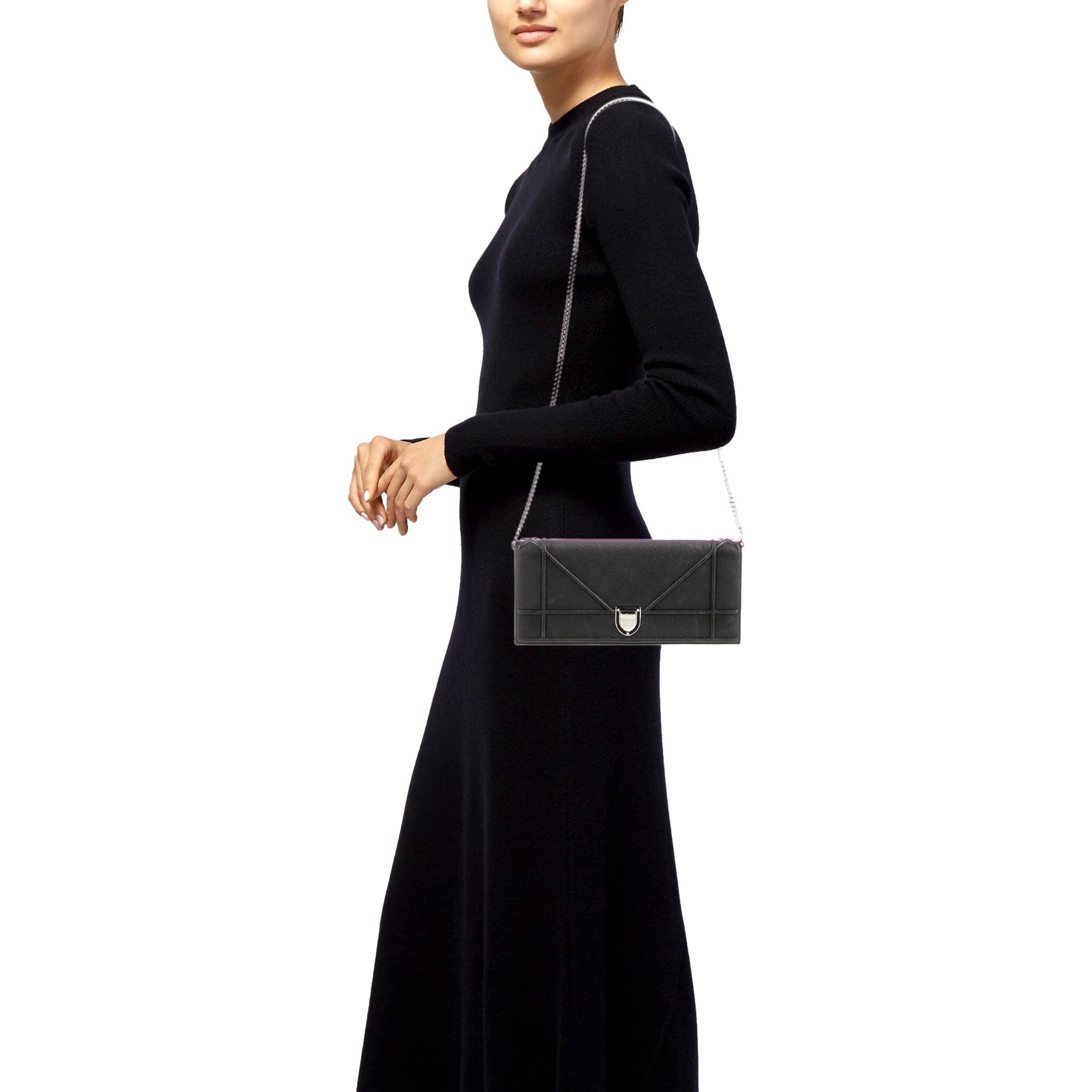 Dior Black Calfskin Diorama Wallet on Chain - Timeless Elegance