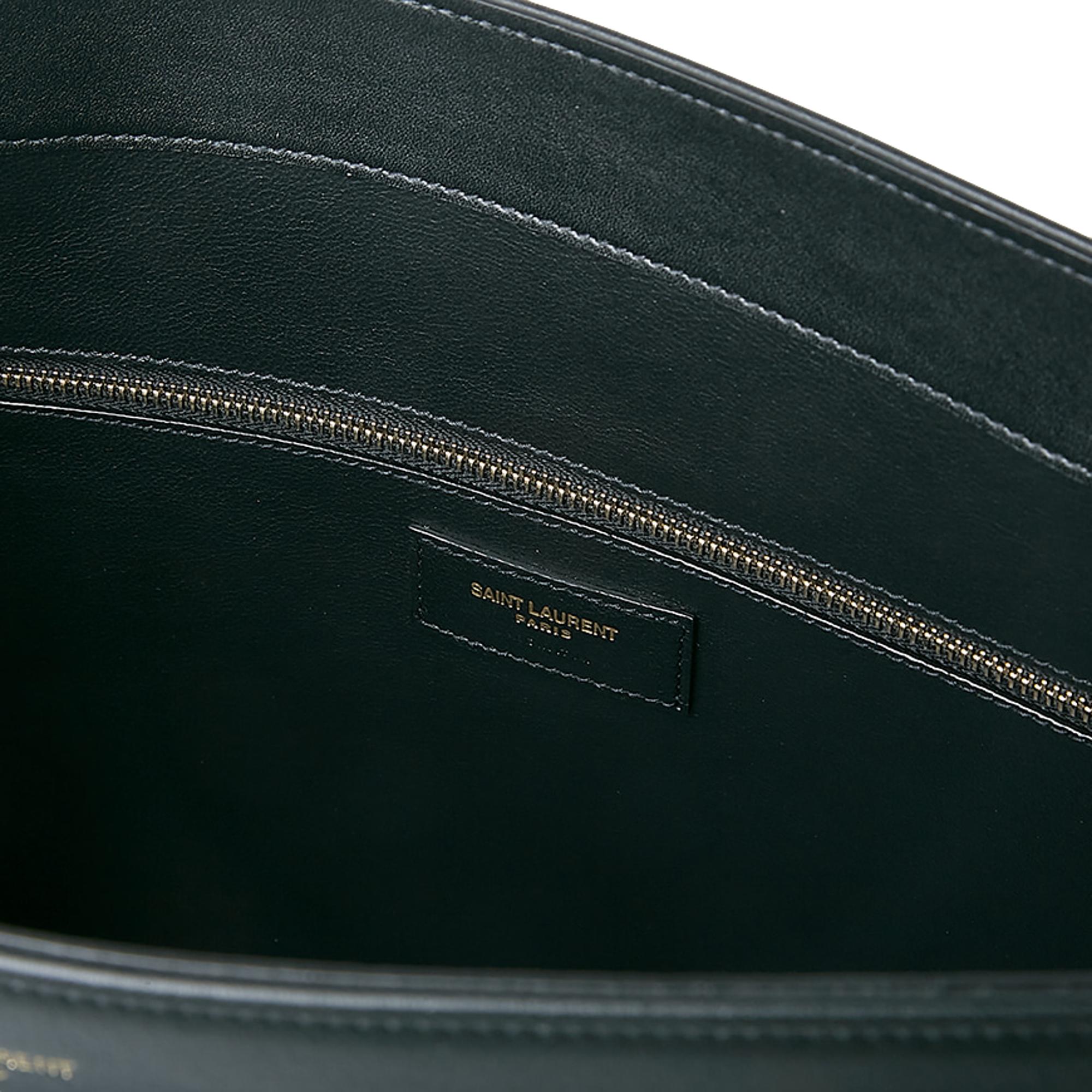 Saint Laurent Siena Ultra Lux Black Calf Leather Chain Shoulder Tote