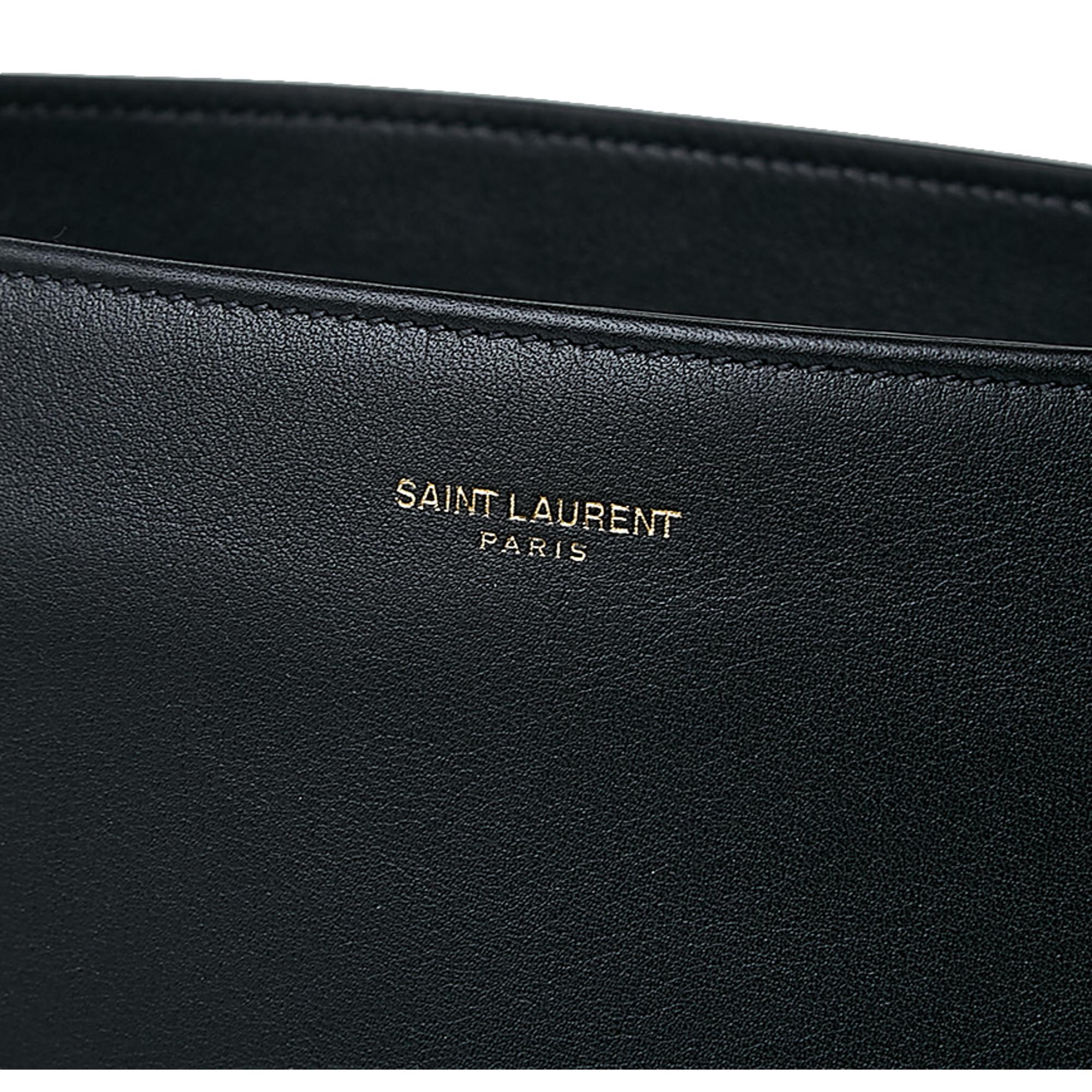 Saint Laurent Siena Ultra Lux Black Calf Leather Chain Shoulder Tote