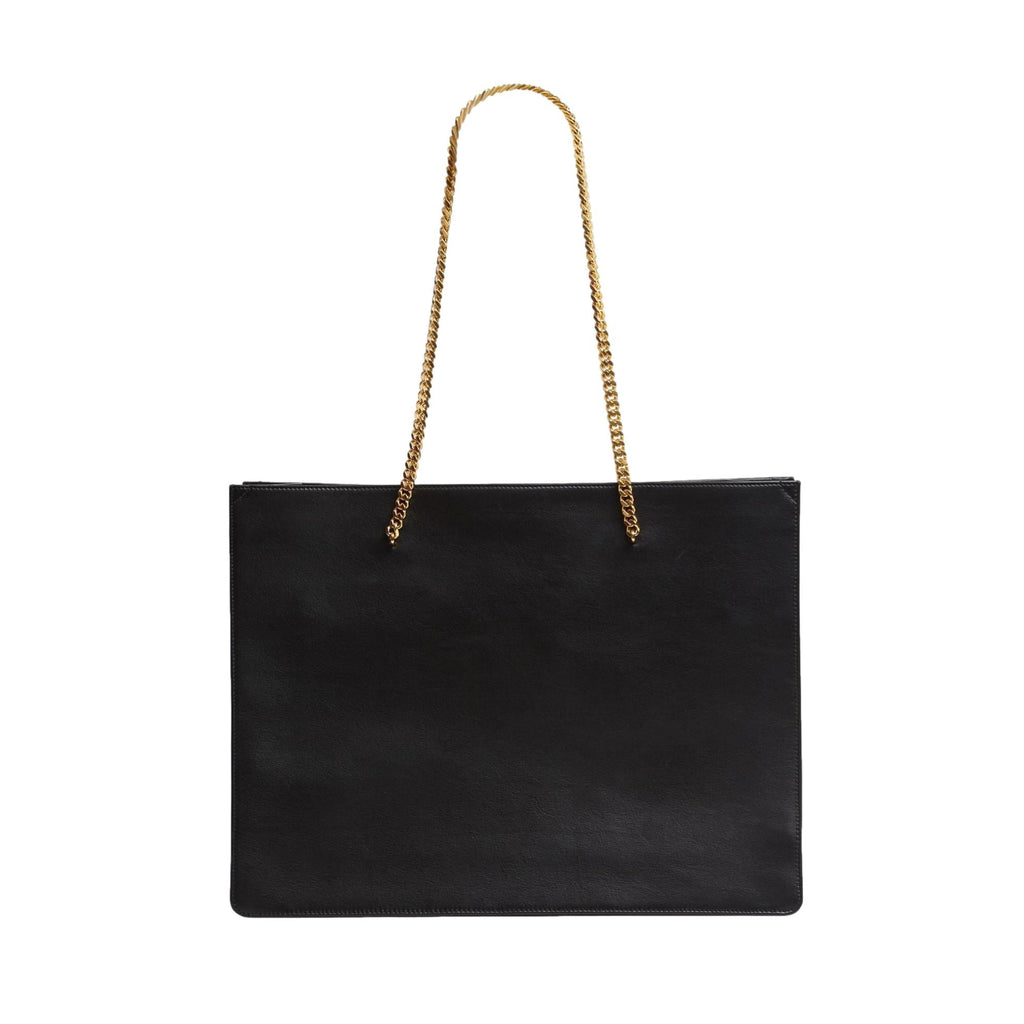 Saint Laurent Siena Ultra Lux Black Calf Leather Chain Shoulder Tote