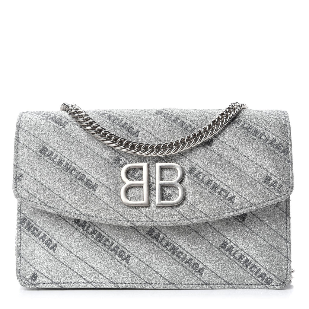 Chain Bag & Leather Wallet: Balenciaga Glitter Leather Bag Luxe