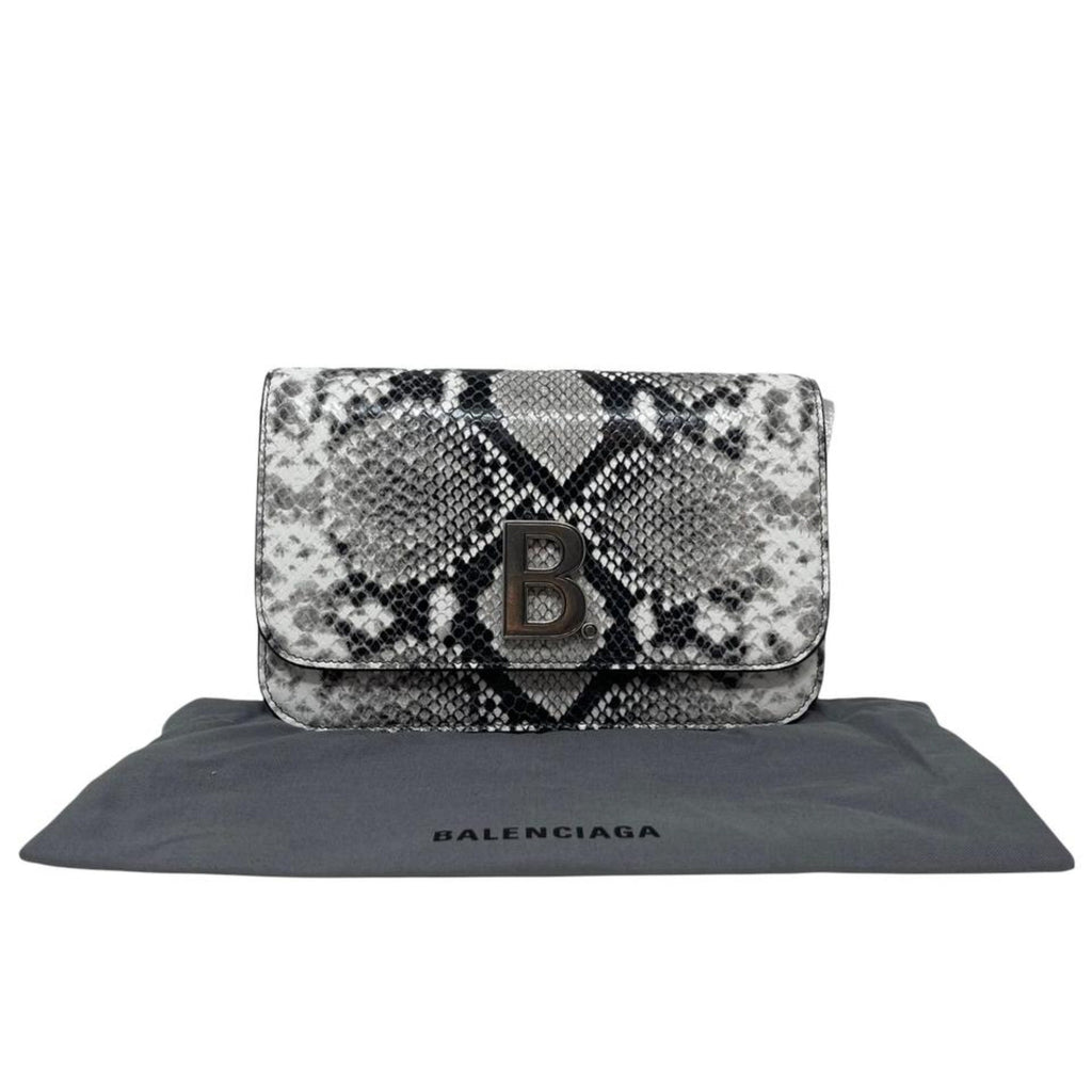 Balenciaga Python Print Wallet: Luxury Leather Chain Bag Elegance