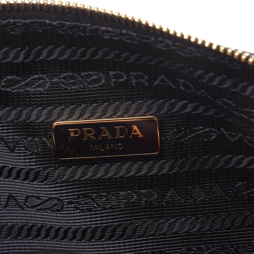 Prada Vitello Daino Black Leather Cosmetic Pouch - Stylish & Compact