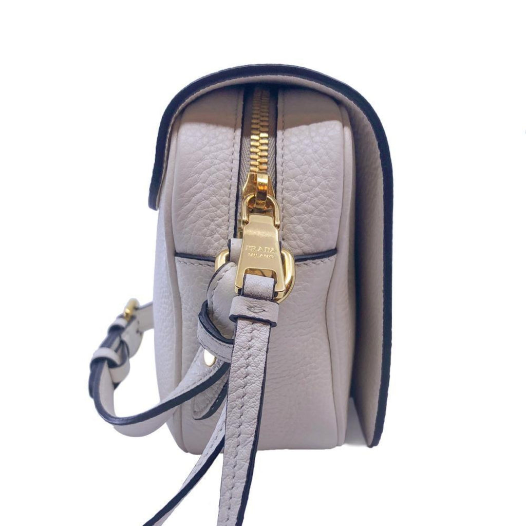 Prada Flap Vitello Phenix - Elegant Ivory Crossbody Bag
