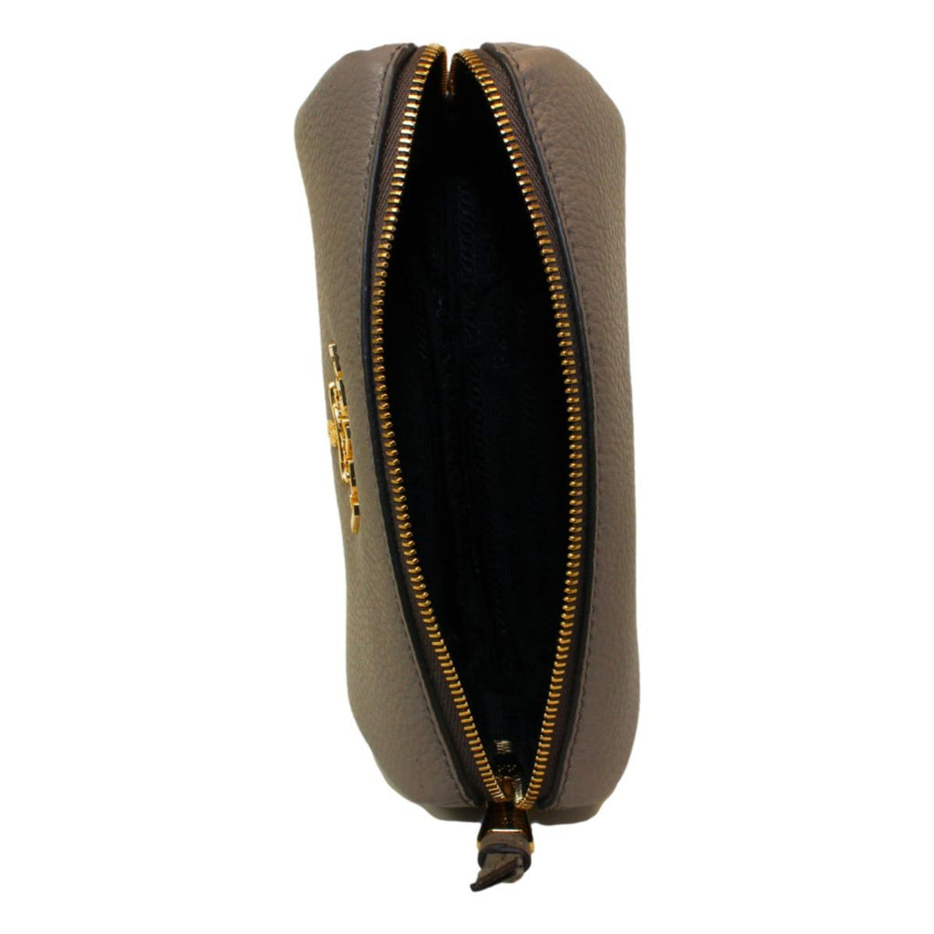 Luxurious Prada Cosmetic Bag - Grey Leather Pouch, Chic Travel