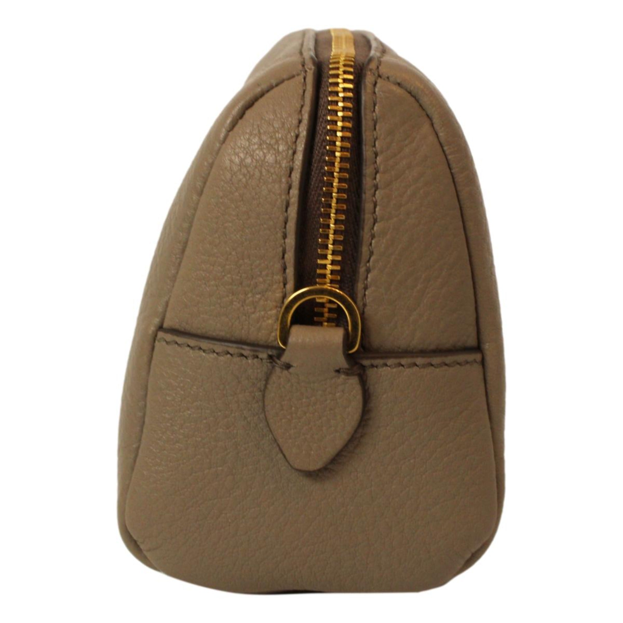Luxurious Prada Cosmetic Bag - Grey Leather Pouch, Chic Travel