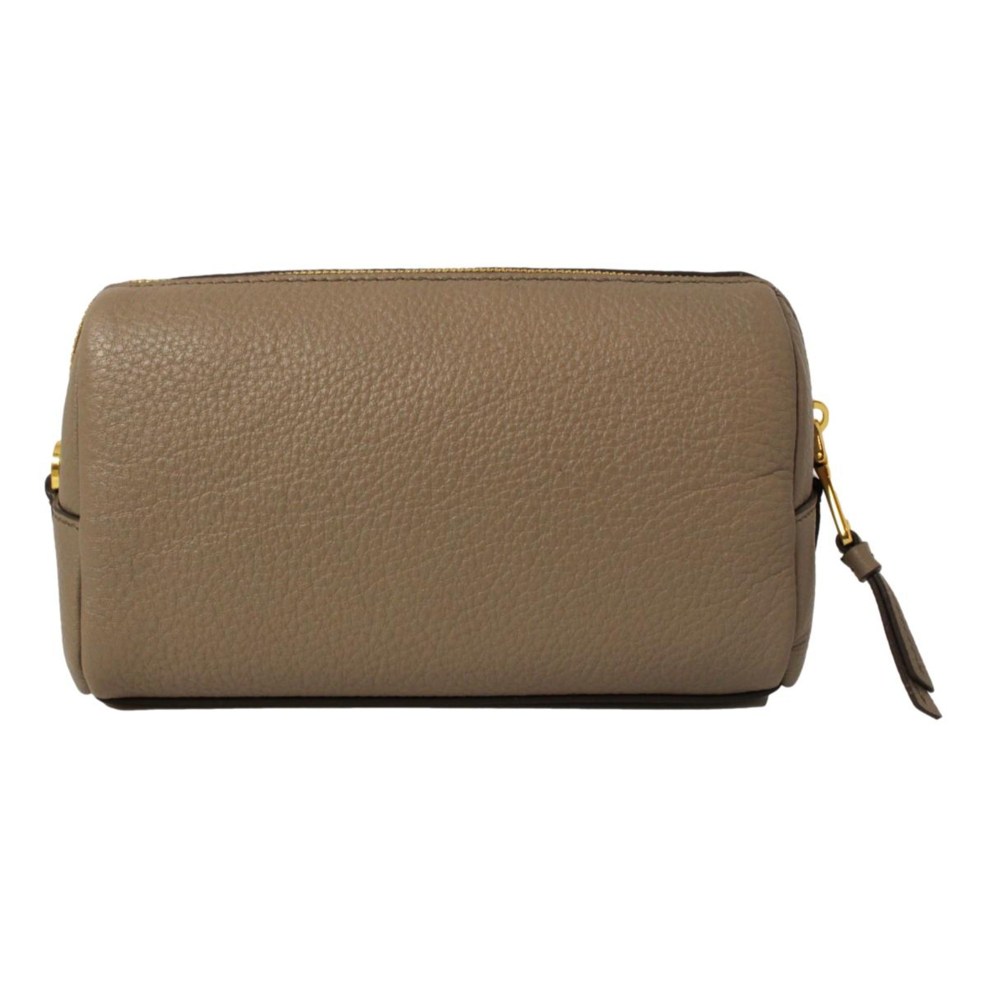 Luxurious Prada Cosmetic Bag - Grey Leather Pouch, Chic Travel