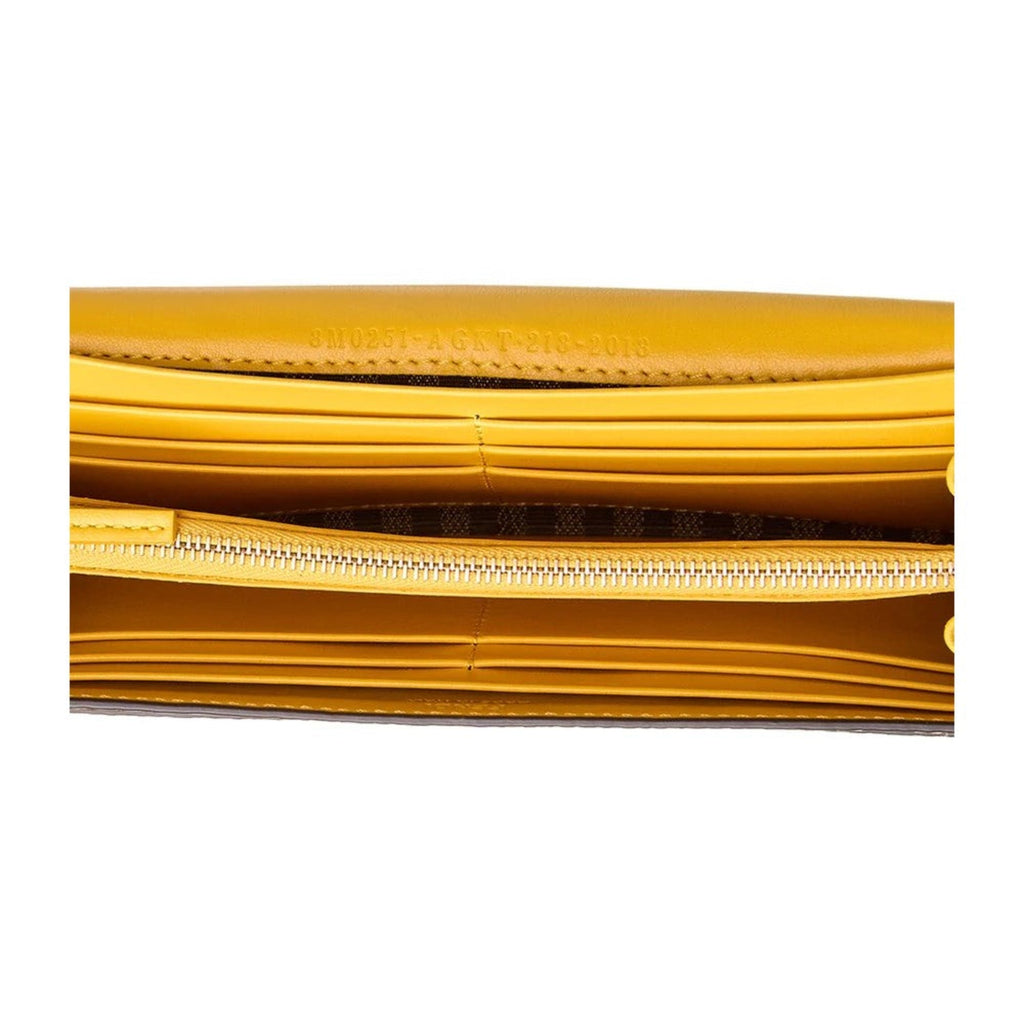 Fendi Leather Long Wallet - Elegant Yellow Vertigo Print Wallet