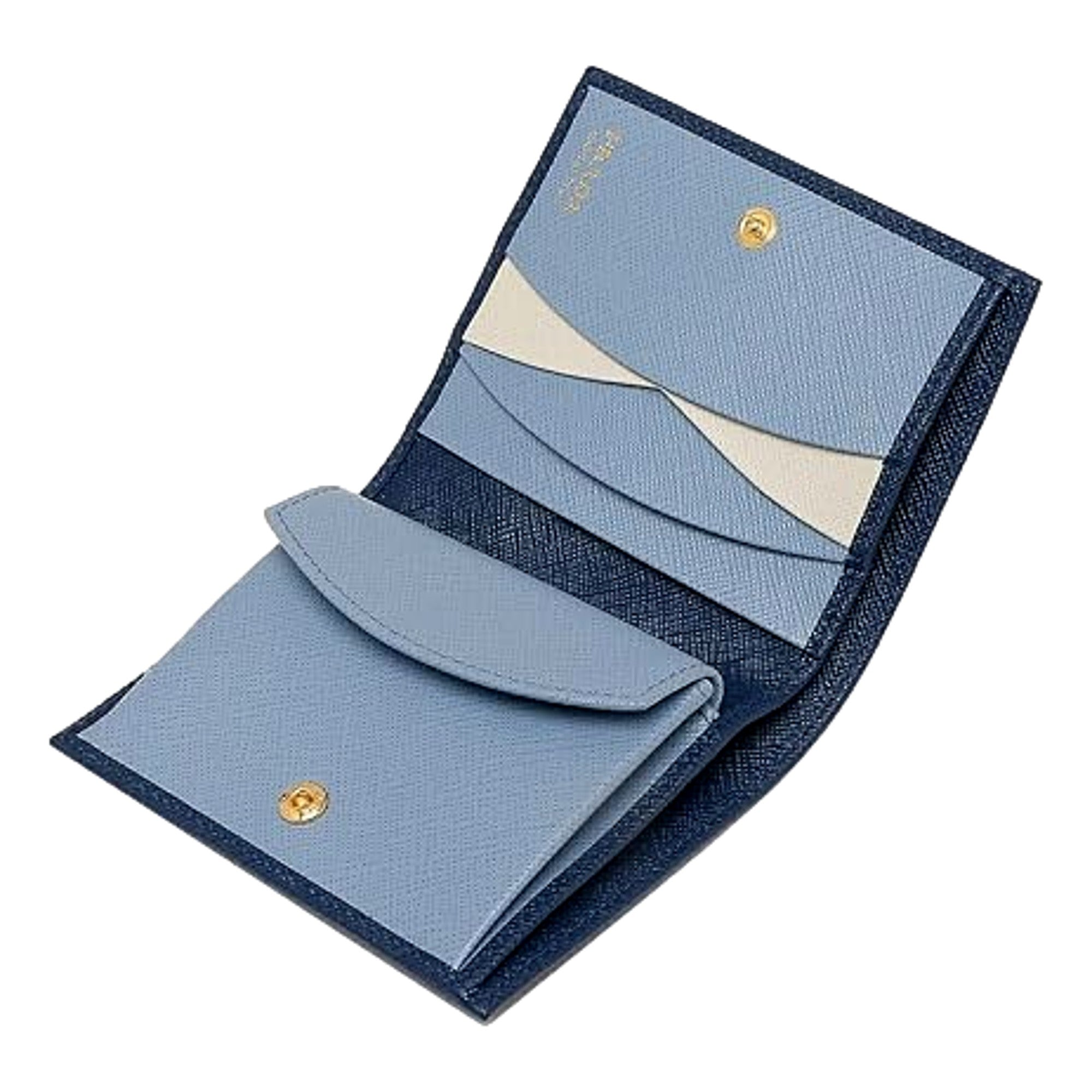 Elegant Prada Blue Wallet for Women | Multi-Color Saffiano Design