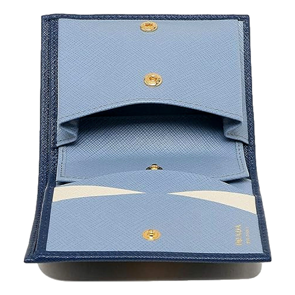 Elegant Prada Blue Wallet for Women | Multi-Color Saffiano Design