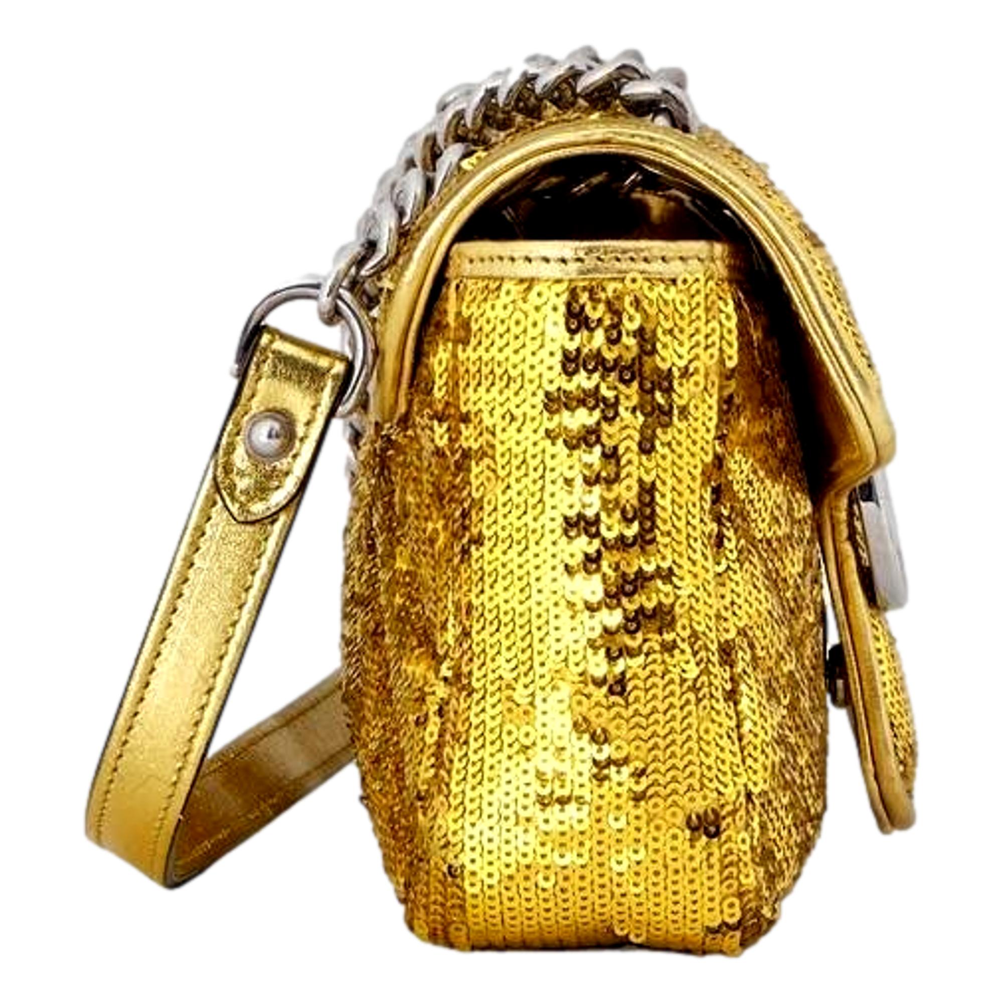 Gucci Flap Marmont GG Gold Sequin Bag - Elegant & Bold Accessory -  