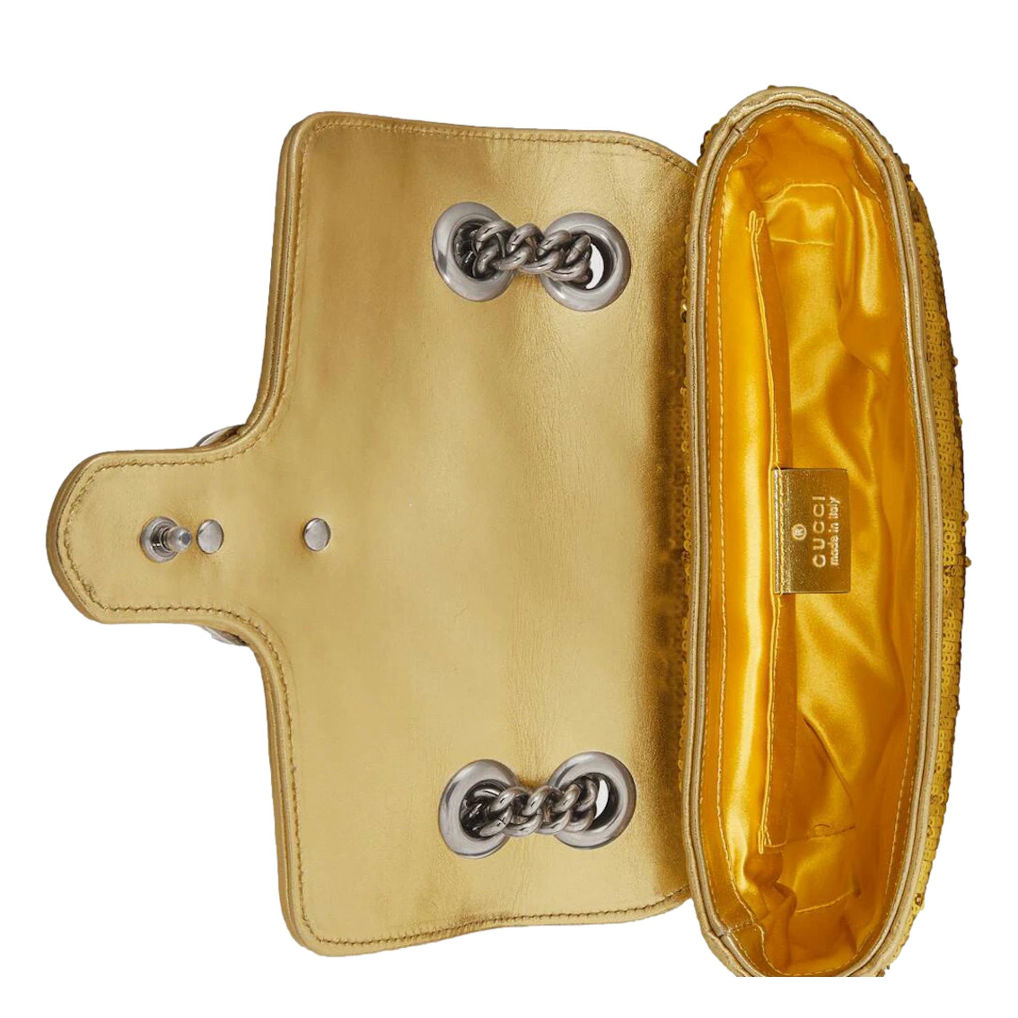 Gucci Flap Marmont GG Gold Sequin Bag - Elegant & Bold Accessory -  