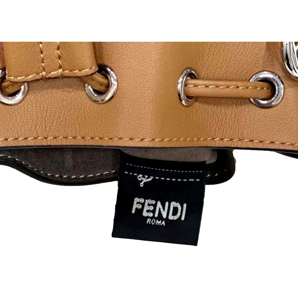 Mini Brown Bucket Bag by FENDI - Elegant Calfskin with Floral Accents