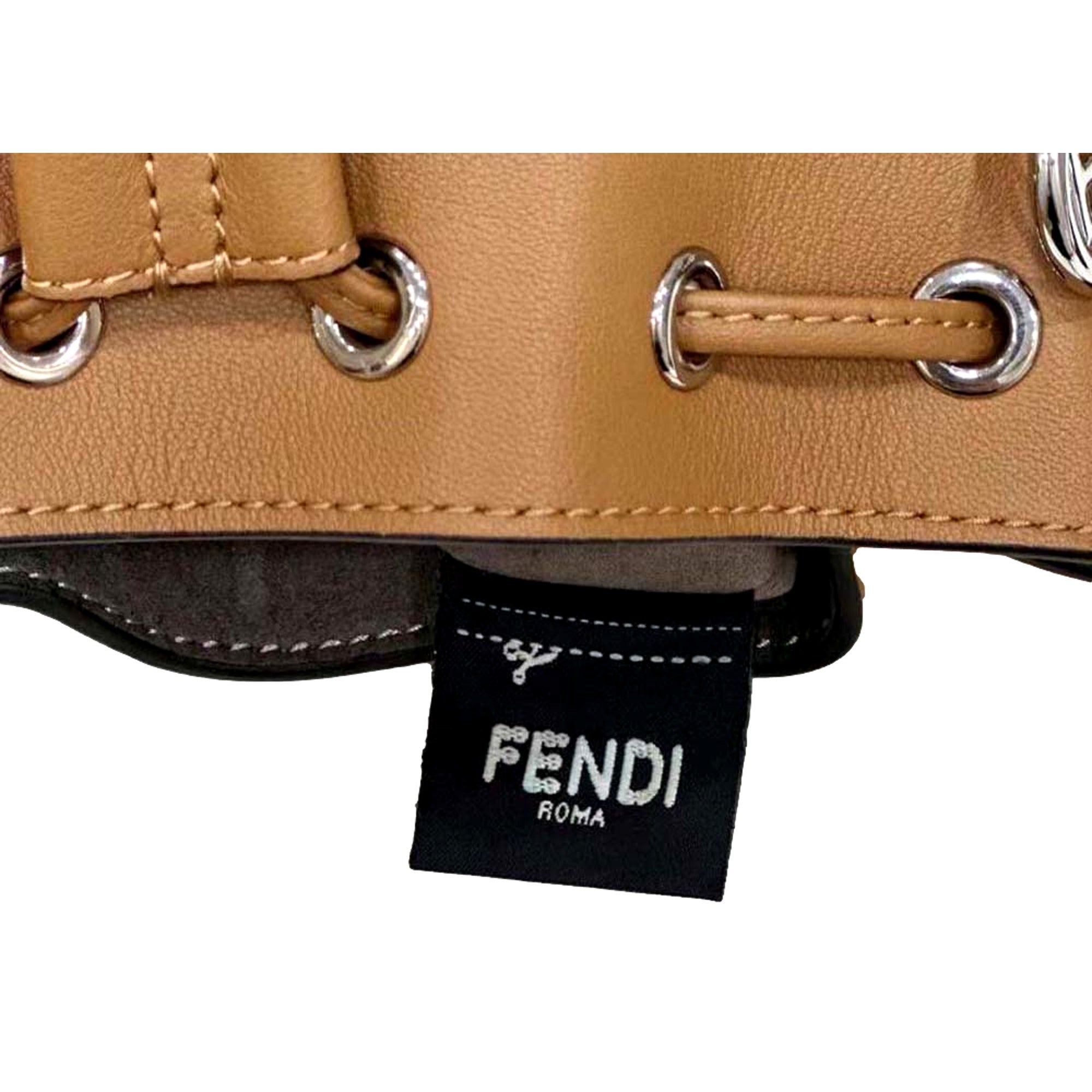 Mini Brown Bucket Bag by FENDI - Elegant Calfskin with Floral Accents