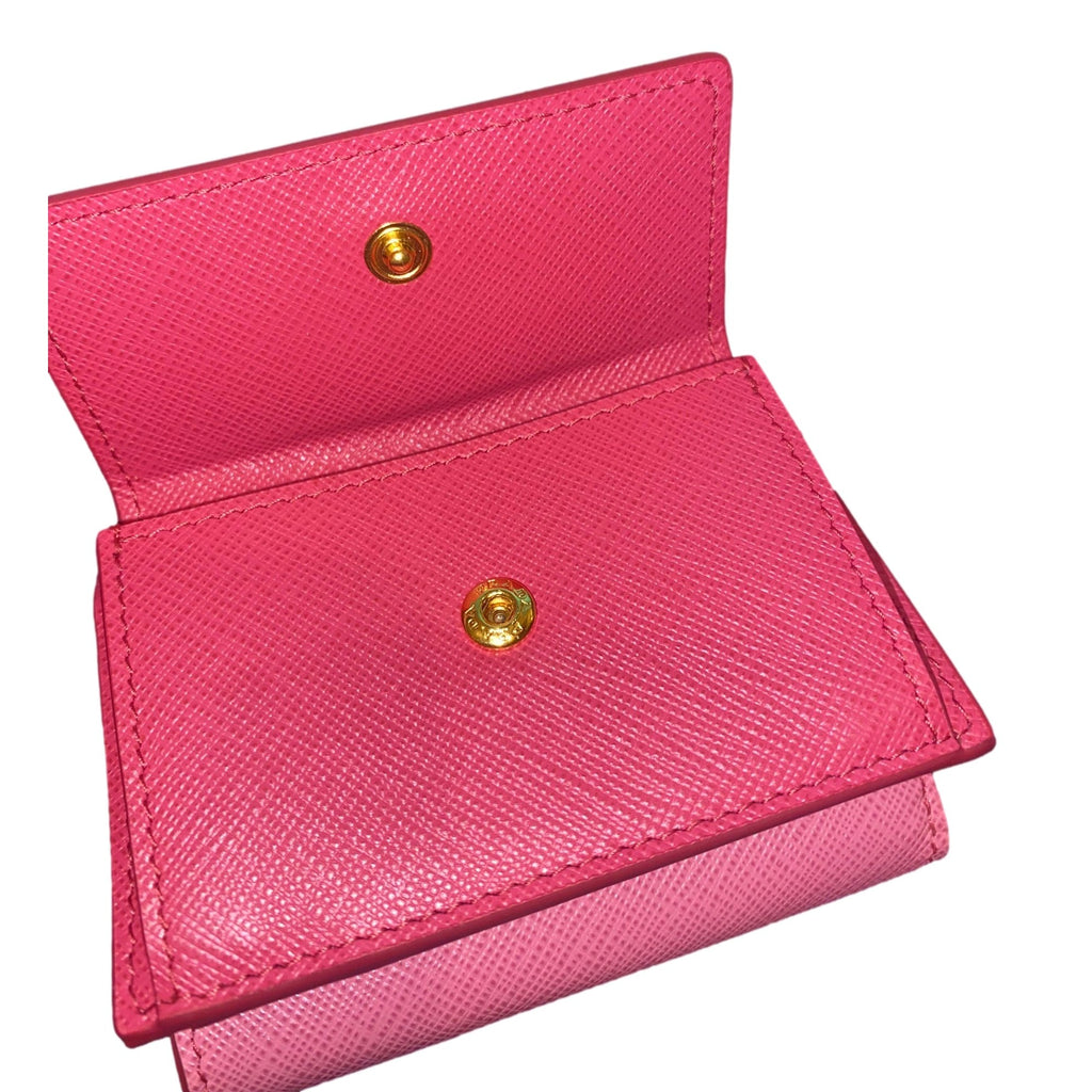 Prada Tri-Fold Saffiano Womens Pink Wallet - Stylish & Functional
