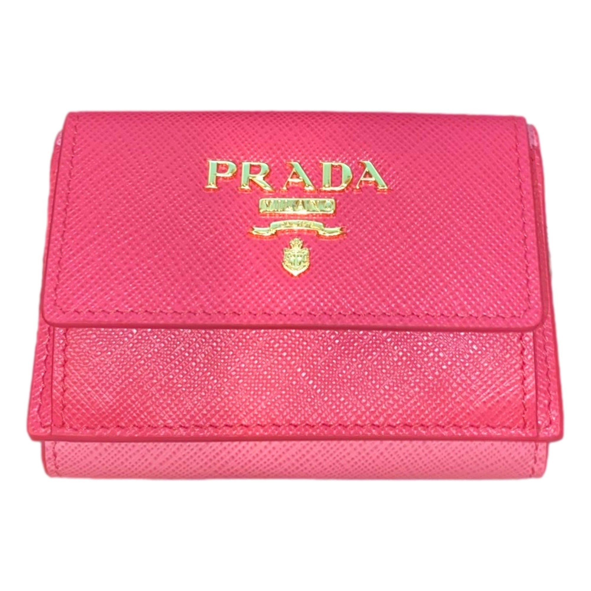 Prada Tri-Fold Saffiano Womens Pink Wallet - Stylish & Functional