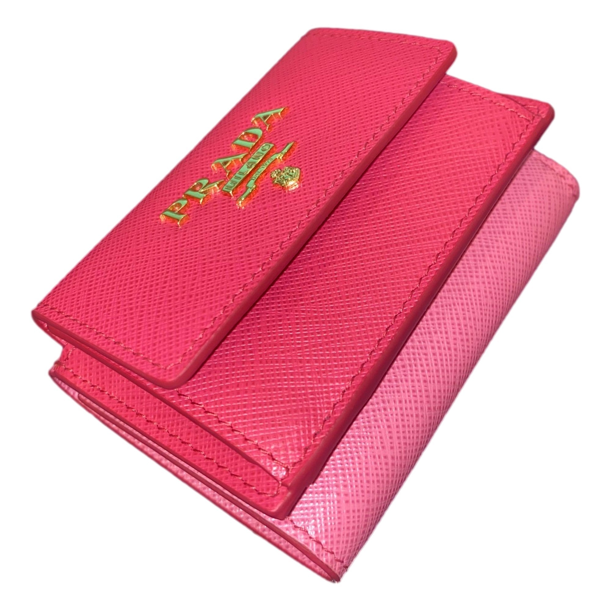 Prada Tri-Fold Saffiano Womens Pink Wallet - Stylish & Functional