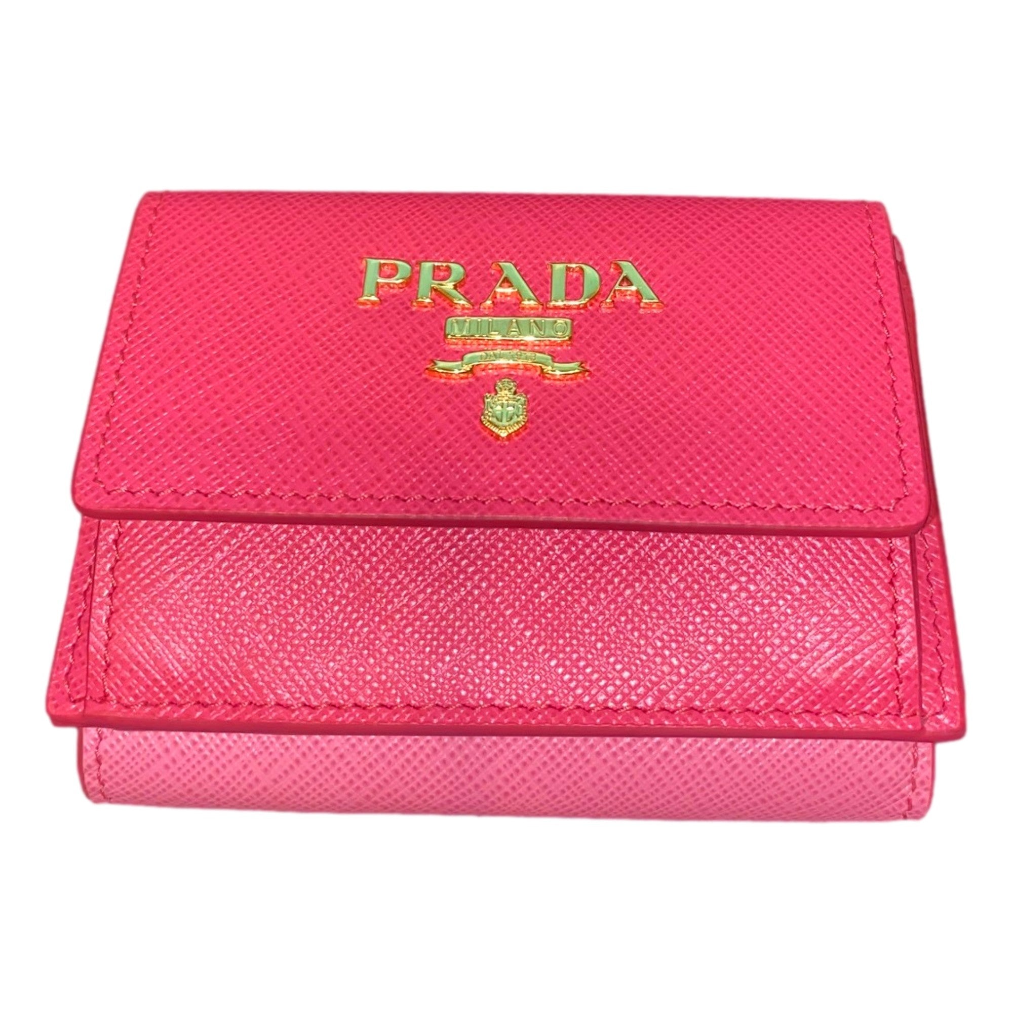 Prada Tri-Fold Saffiano Womens Pink Wallet - Stylish & Functional