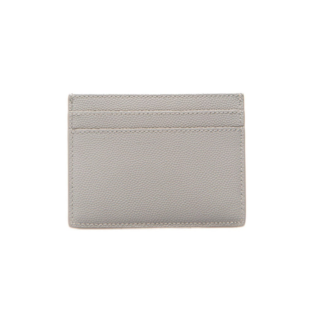 Saint Laurent Leather Card Case Wallet - Stylish Grey Credit Card Case