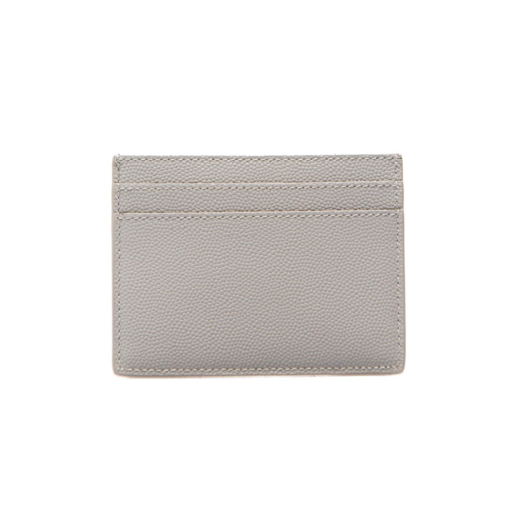 Saint Laurent Leather Card Case Wallet - Stylish Grey Credit Card Case